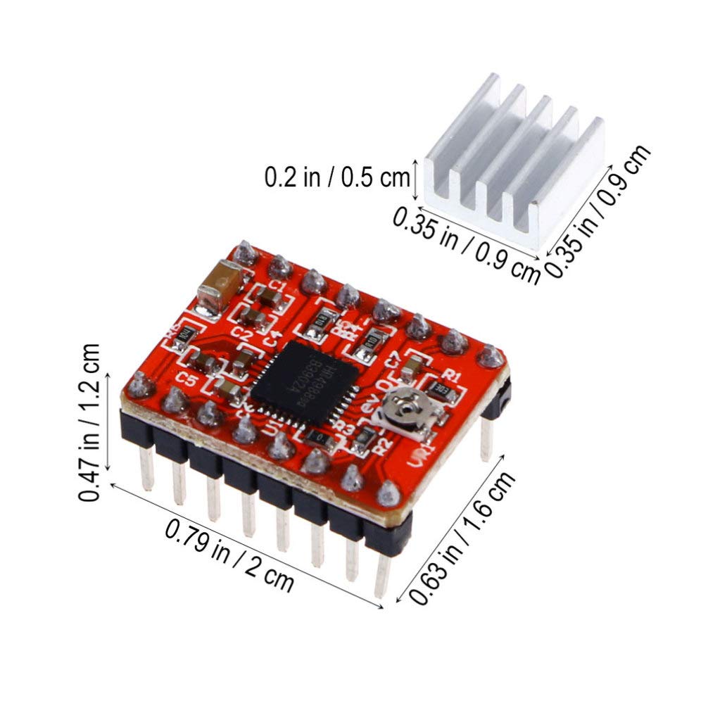 5pcs Stepper Motor Driver Module for 3D Printer Accessories - Red PCB Radiator, 3 Stepper Motor Pedals - Perfect for DIY Electronics, Robotics, and CNC Projects