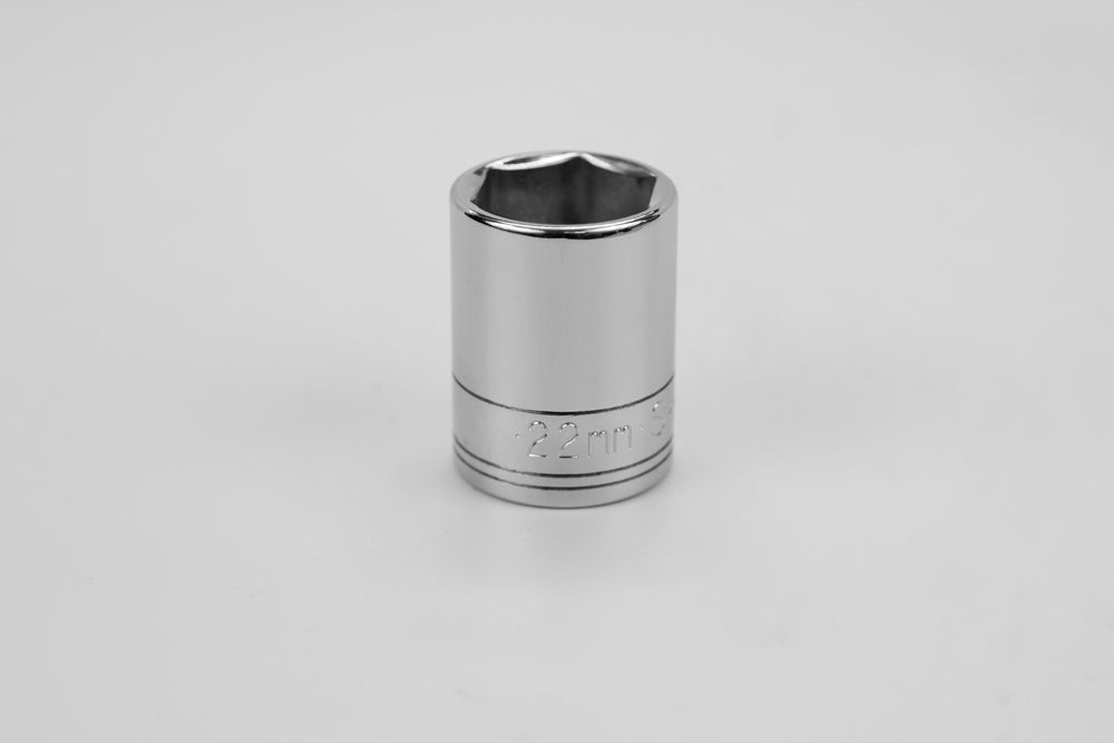 1/2 Inch Drive 22mm 6-Point Chrome Socket - Metric Standard Size for Automotive Repair, DIY Projects & Mechanical Work
