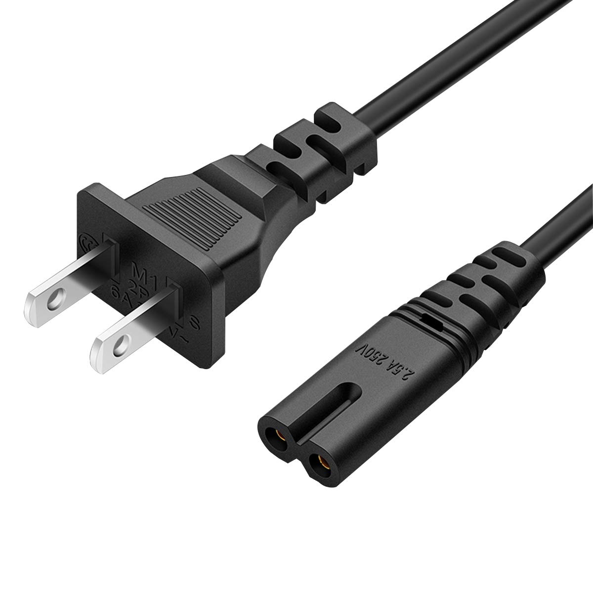 Universal TV Power Cord Cable Compatible with Samsung, LG, Sony, TCL, Roku, Sharp, Insignia, Dell, HP, Toshiba TVs & PS3/PS4 Gaming Consoles - Replacement AC Adapter for Home Theater & Office Electronics