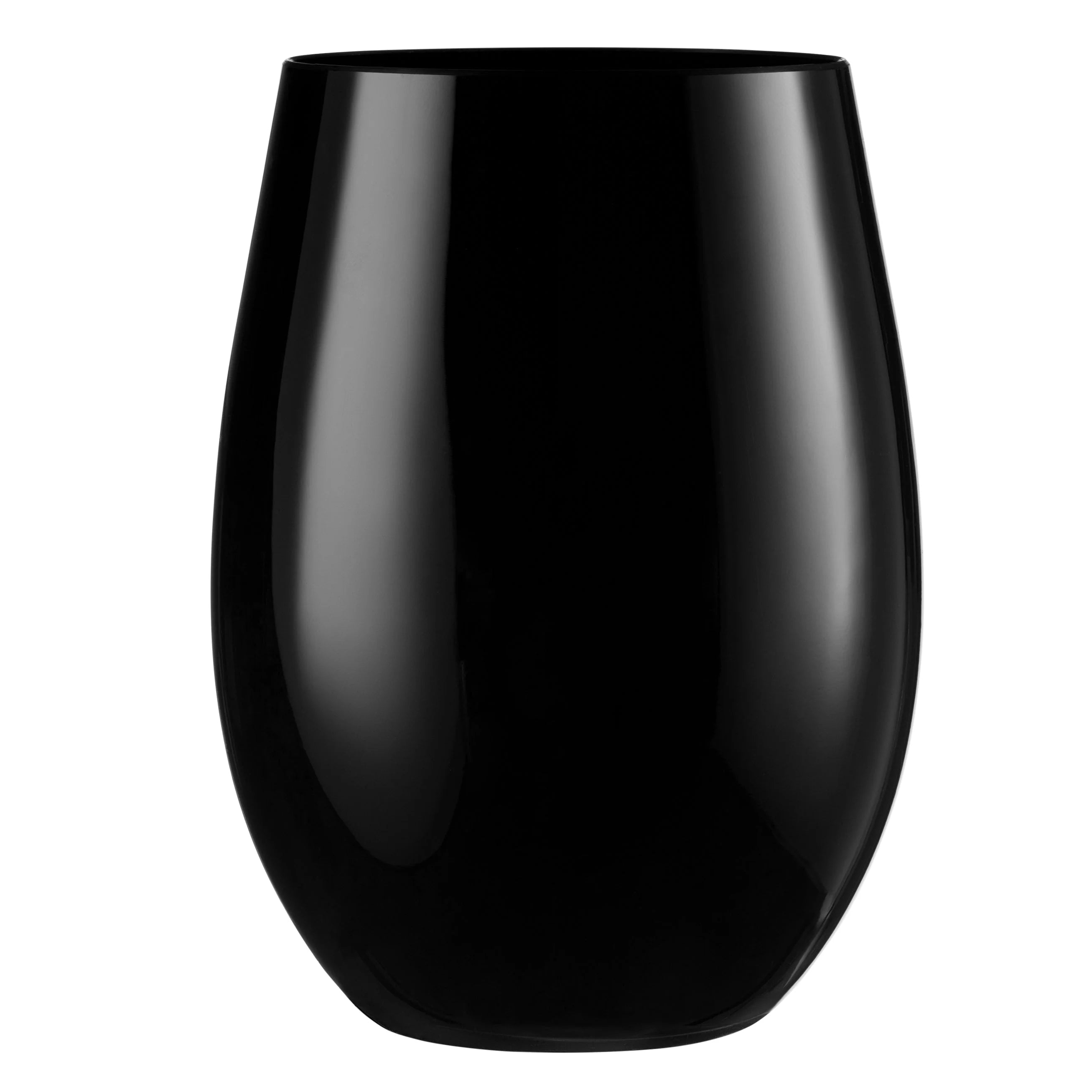 6 Pack Black Stemless Plastic Wine Glasses - Shatterproof & Reusable for Outdoor Parties, Picnics, and Poolside Drinks
