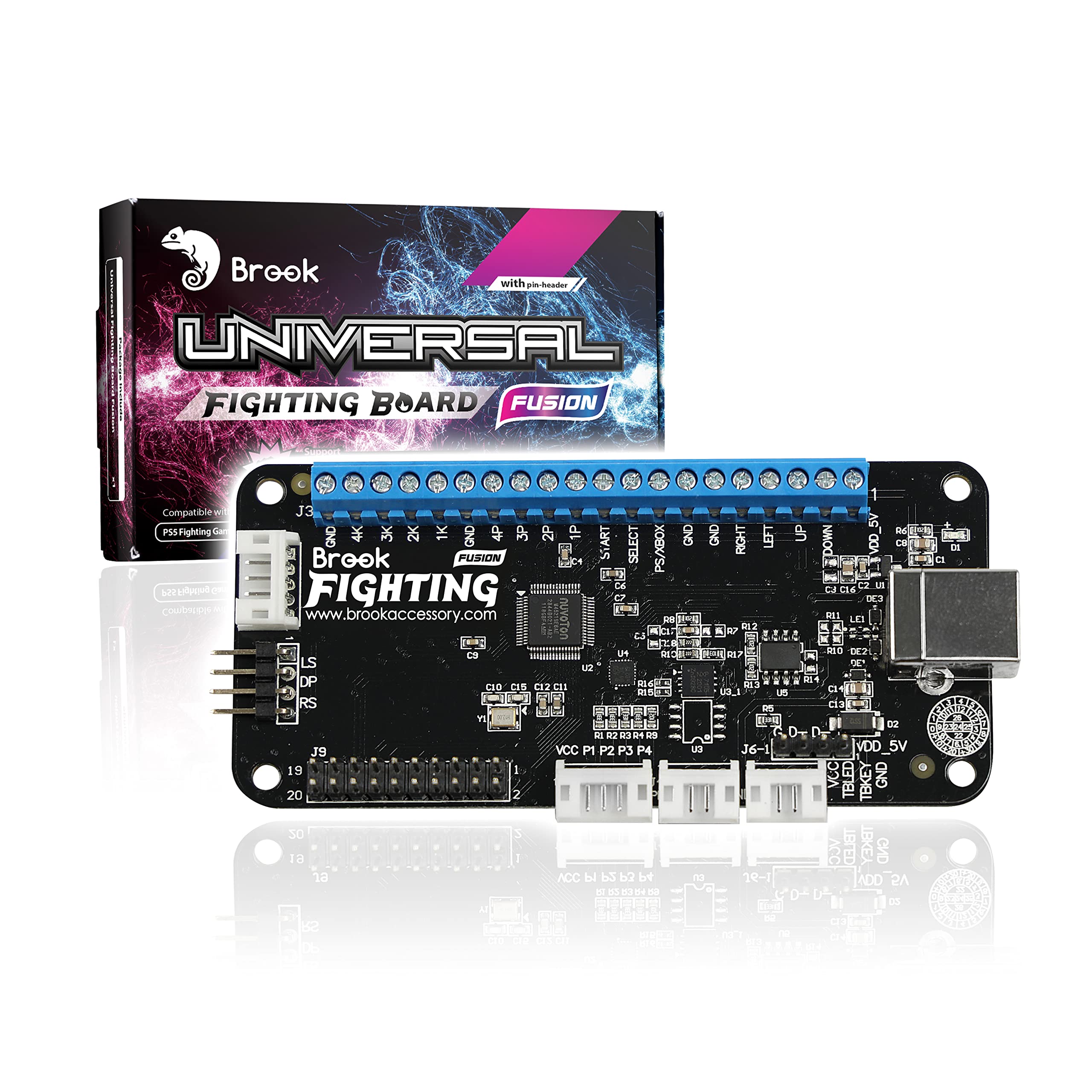 Brook Universal Fighting Board Fusion - Preinstalled Header Version for PS5 Fighting Games, Compatible with Street Fighter 6 & Tekken 8 | Perfect for Competitive Gaming & Arcade-Style Play at Home