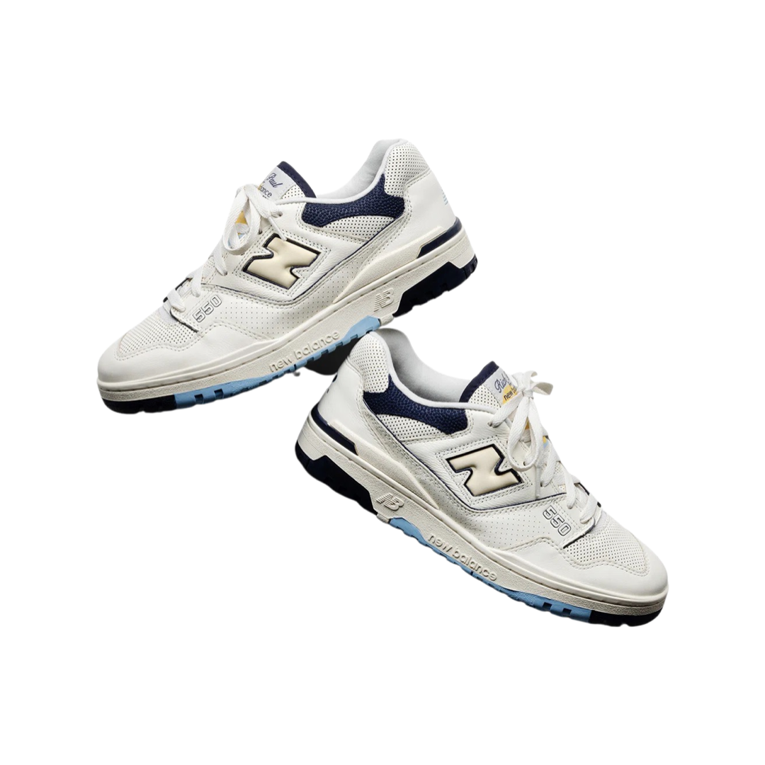 New Balance 550 Sneakers in Rich Paul Cream, Navy, Sky Blue & Yellow | Retro Basketball Shoes for Men & Women | Perfect for Casual Wear, Street Style & Gym Workouts
