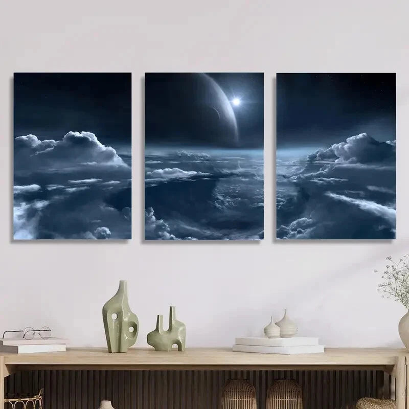 3-Piece Outer Solar Planet Metal Wall Art - Ready to Hang Aerospace Decor for Living Room, Bedroom & Office Space