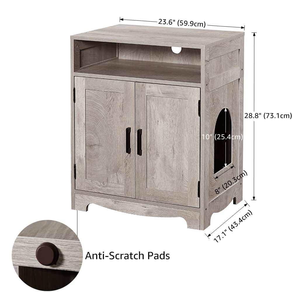 beeNbkks Wooden Cat Litter Box Furniture - Hidden Litter Box Enclosure with Washroom | Indoor Cat House Nightstand End Table & Pet Crate Cabinet | Perfect for Small Spaces, Living Rooms & Bedrooms