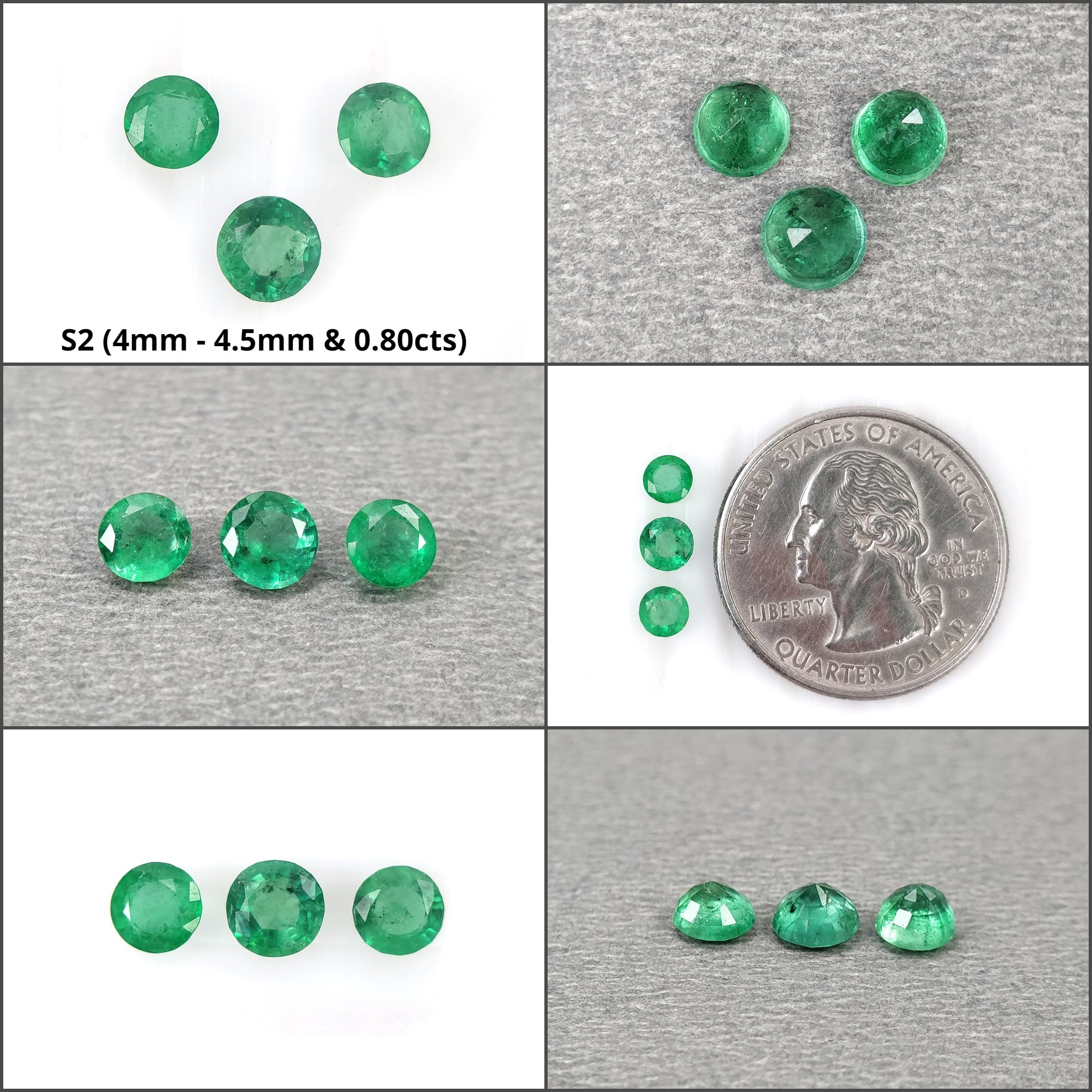 Natural Untreated Green Emerald Gemstone Round Cut 3pc Set - AAA Quality Loose Stones for Rings, Necklaces & Earrings - Perfect for Engagement, Wedding & Gift Jewelry Making