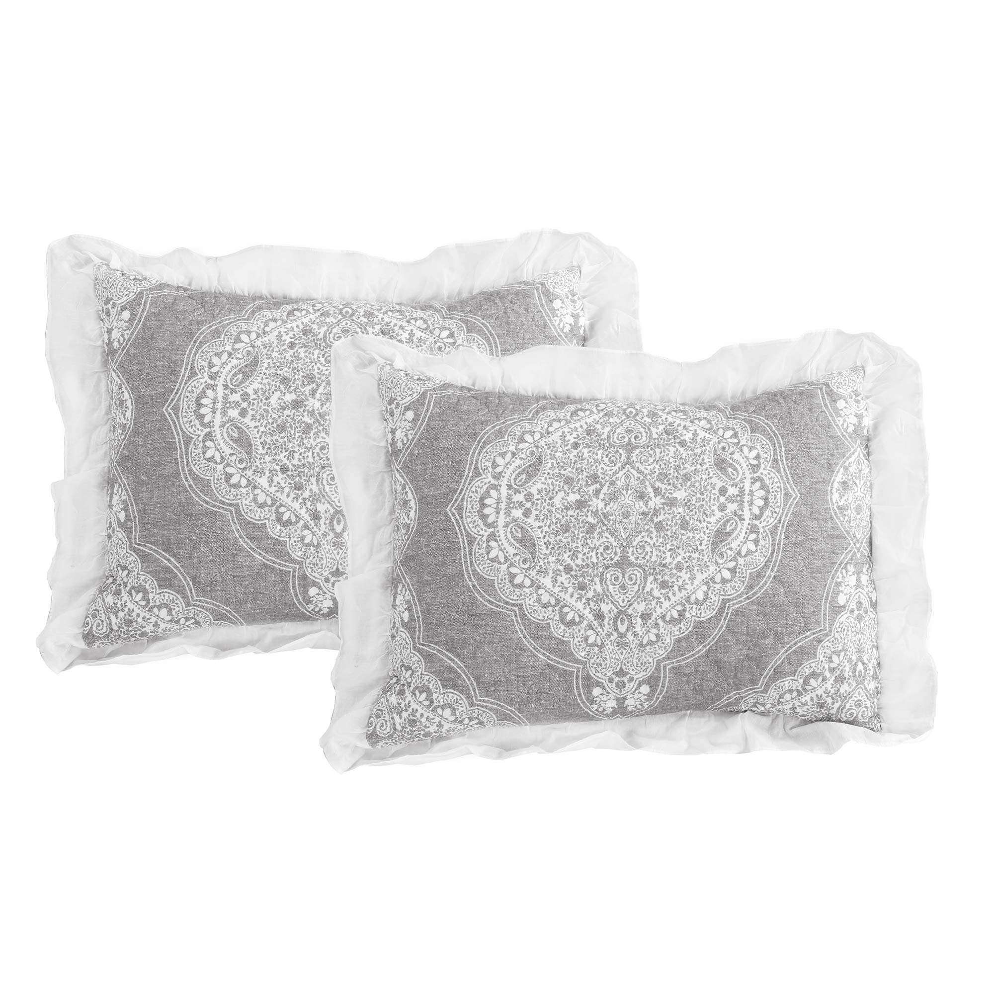 Lush Decor Lucianna Cotton Bedspread Set, Full/Queen, Gray - Elegant Bedroom Decor