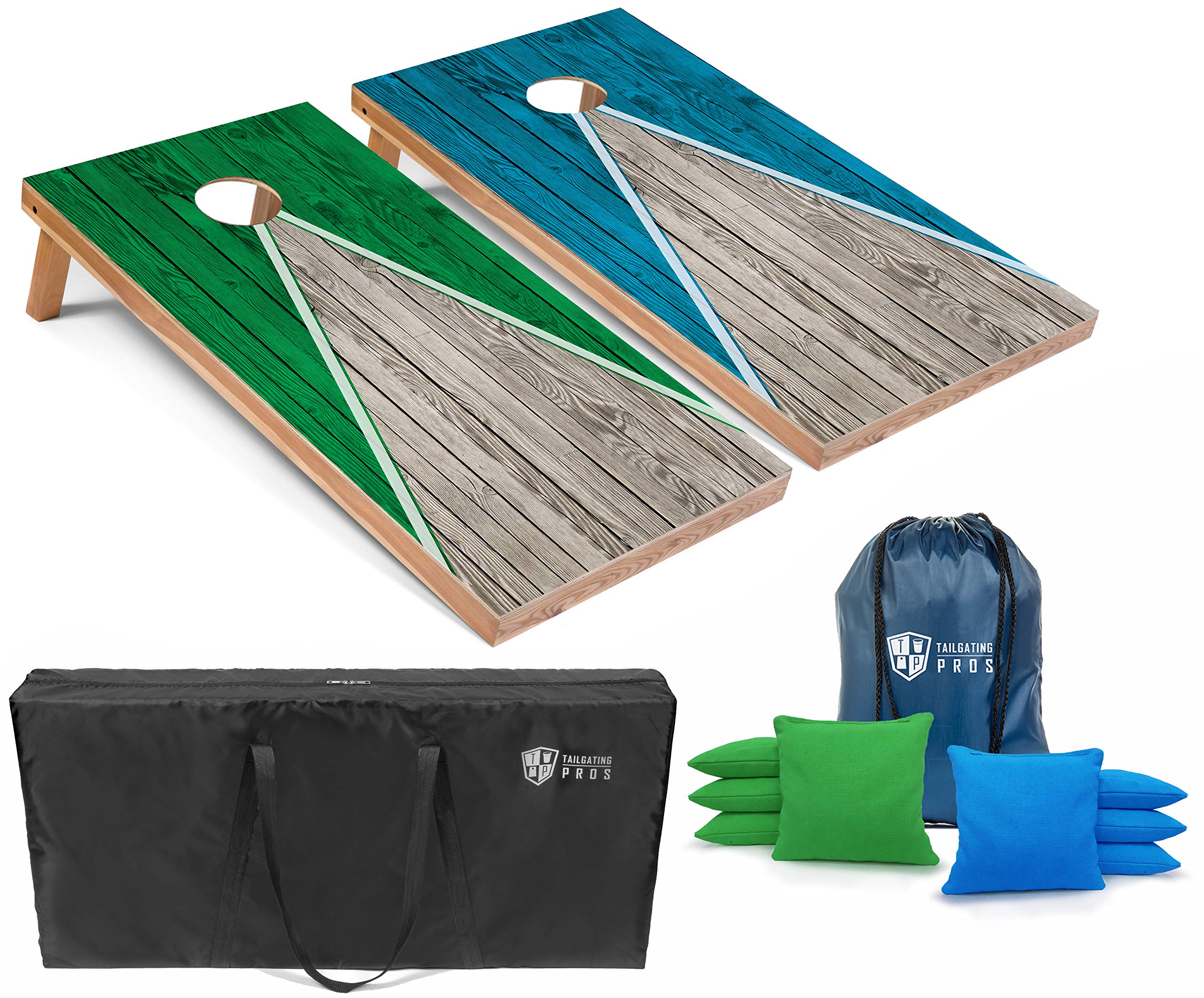 Regulation Cornhole Board Set - 4'x2' Lightweight Pyramid Design with LED Ring Lights for Tailgating, Backyard Parties & Outdoor Games | Portable Cornhole Game for Adults & Kids