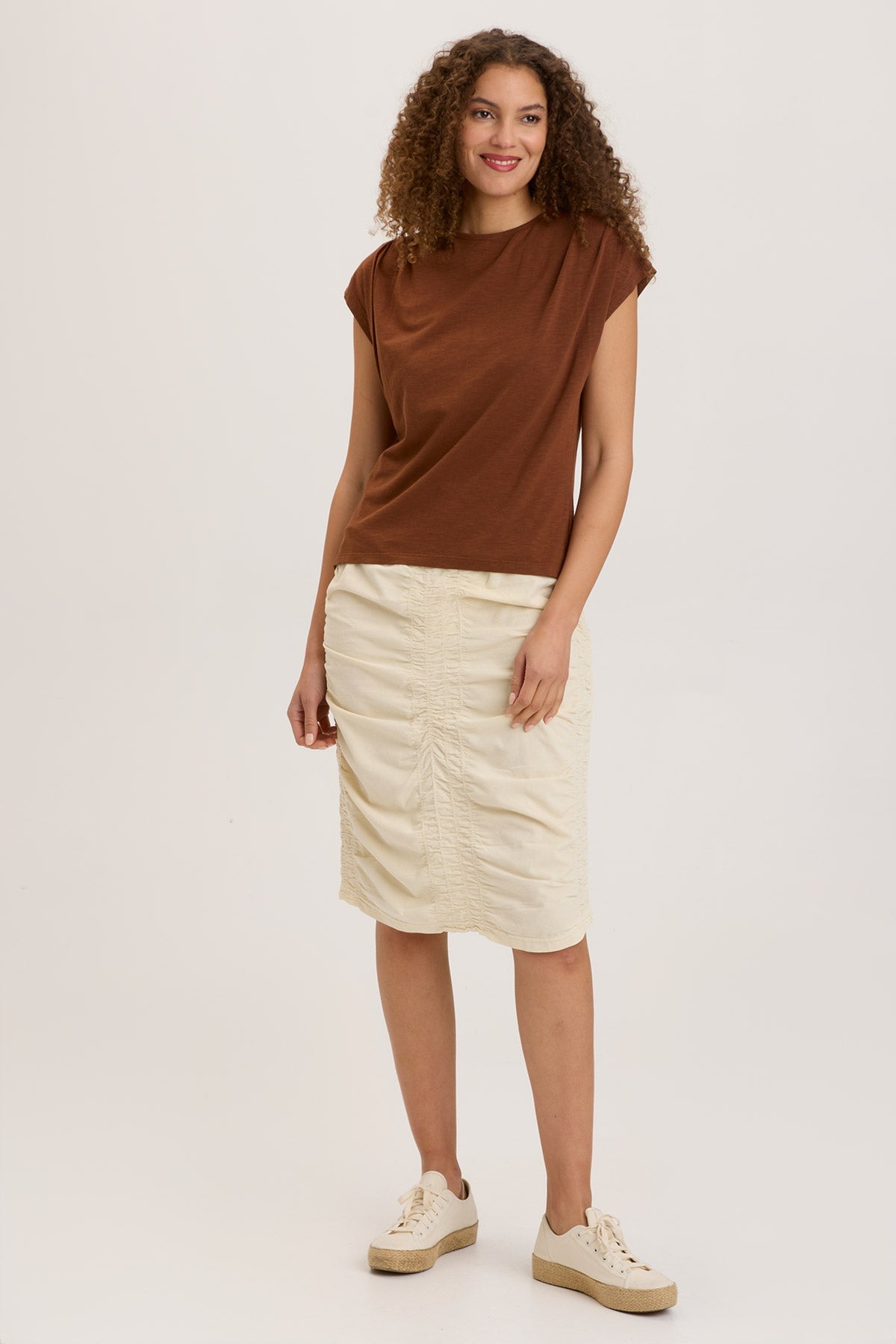 Slub Arwen Top Russet Pigment Dye Women's Casual T-Shirt - Perfect for Everyday Wear, Outings & Layering