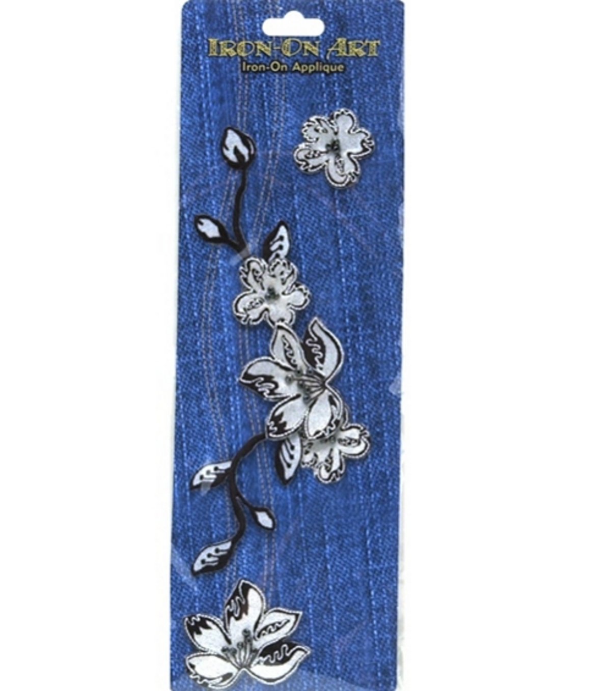 Black & Silver Iron On Flower Patches for DIY Clothing & Accessories - Perfect for Jackets, Jeans, Bags & More