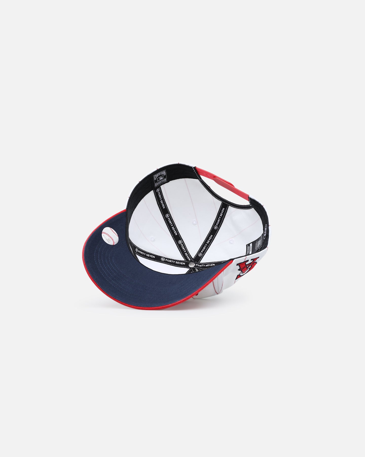 47 Brand Los Angeles Angels 'Double Header Pinstripe' Snapback Hat - Adjustable '47 Hitch Back Closure, White Baseball Cap for Men & Women - Perfect for Baseball Games, Casual Wear & Sports Fan Gifts