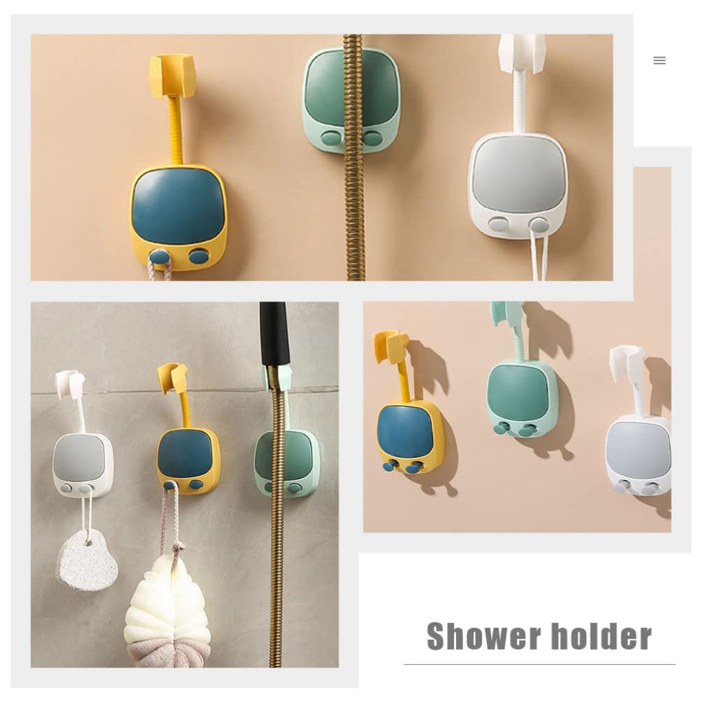 FOMIYES Adjustable Shower Head Bracket - Rubberized Metal Wall Mount Holder for Shower Wand & Tube Hanger - Strong Adhesive Fixing Base - Perfect for Bathroom, Spa, and RV Use