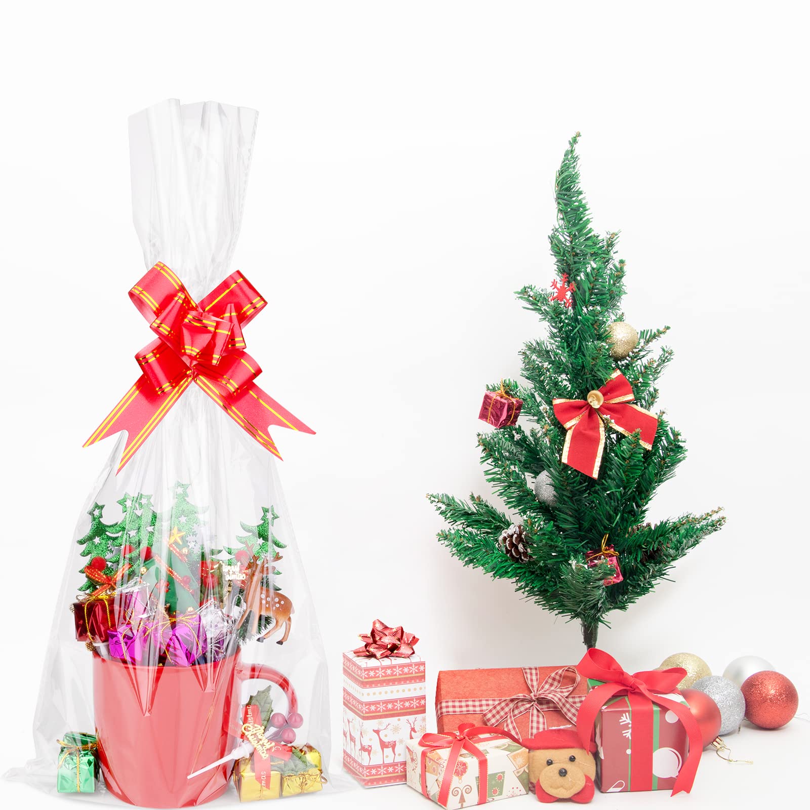 Awpeye 50 Pack Clear Cellophane Gift Bags - 2 Mil Thick Wide Opening for Mugs, Wine Bottles & Small Baskets | Perfect for Party Favors, Wedding Gifts & Retail Packaging