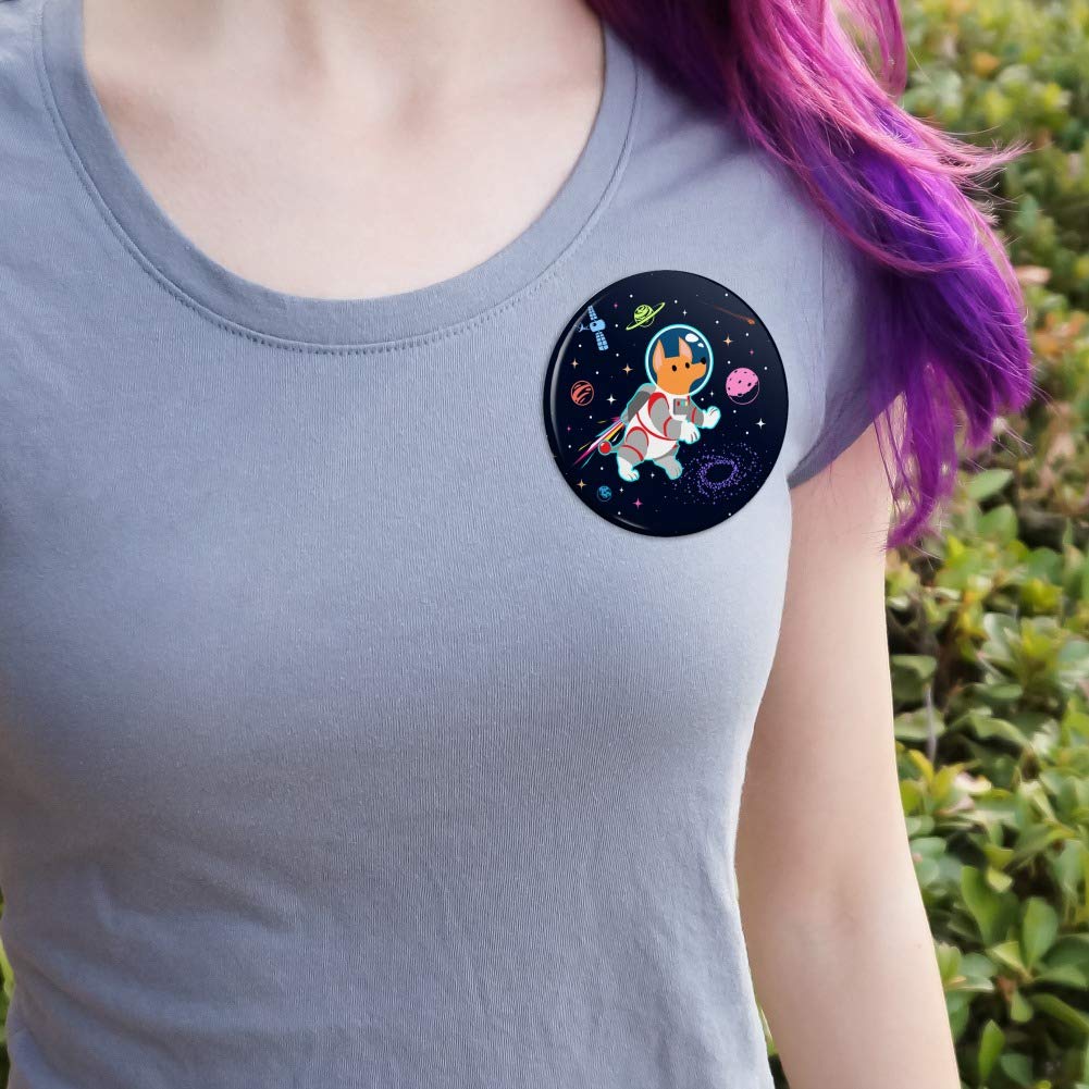 Cosmonaut Astronaut Dog in Space with Planets and Stars Enamel Pin - Cute Space-Themed Collectible for Backpacks, Jackets & Pin Collections