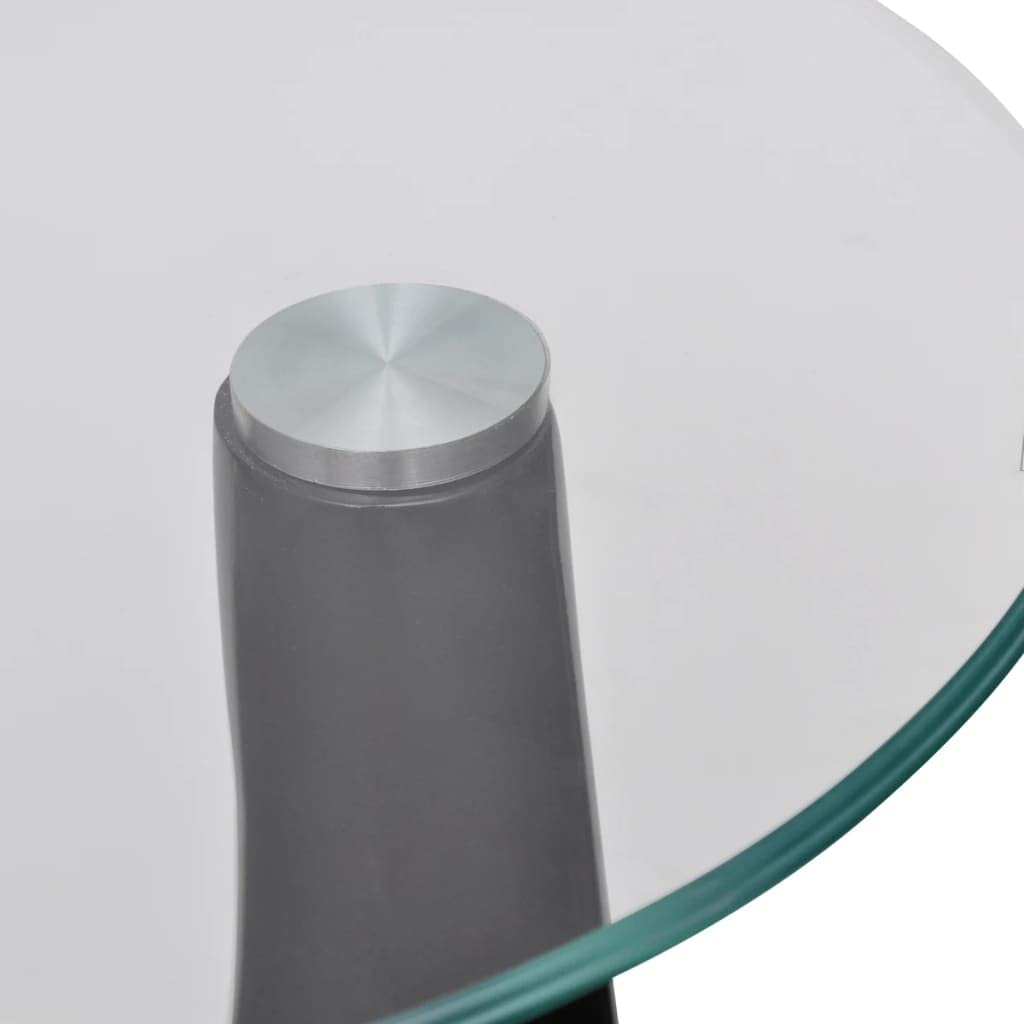 CHARMMA Modern Round Glass Coffee Table - High Gloss Black Finish - Perfect for Living Room, Lounge & Office Decor