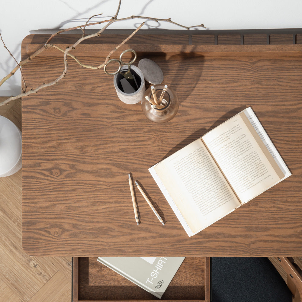 COLT 120cm Walnut Study Desk - Modern Writing Desk for Home Office, Dorm Room & Small Spaces - Sturdy Wooden Computer Desk with Ample Workspace