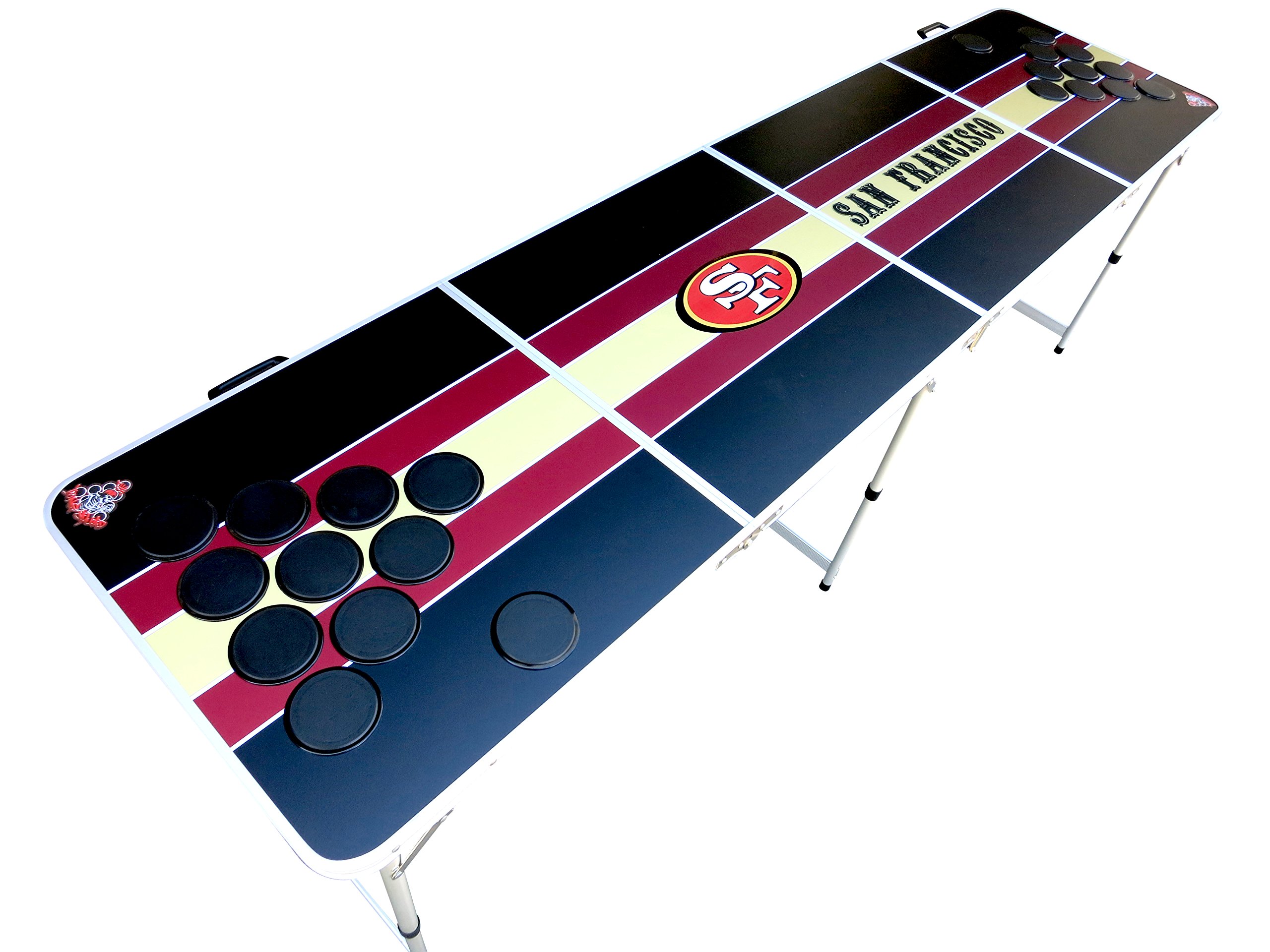 Red and Gold San Francisco Beer Pong Table - Premium Foldable Party Game Table for College Dorms, Tailgates & Backyard Gatherings
