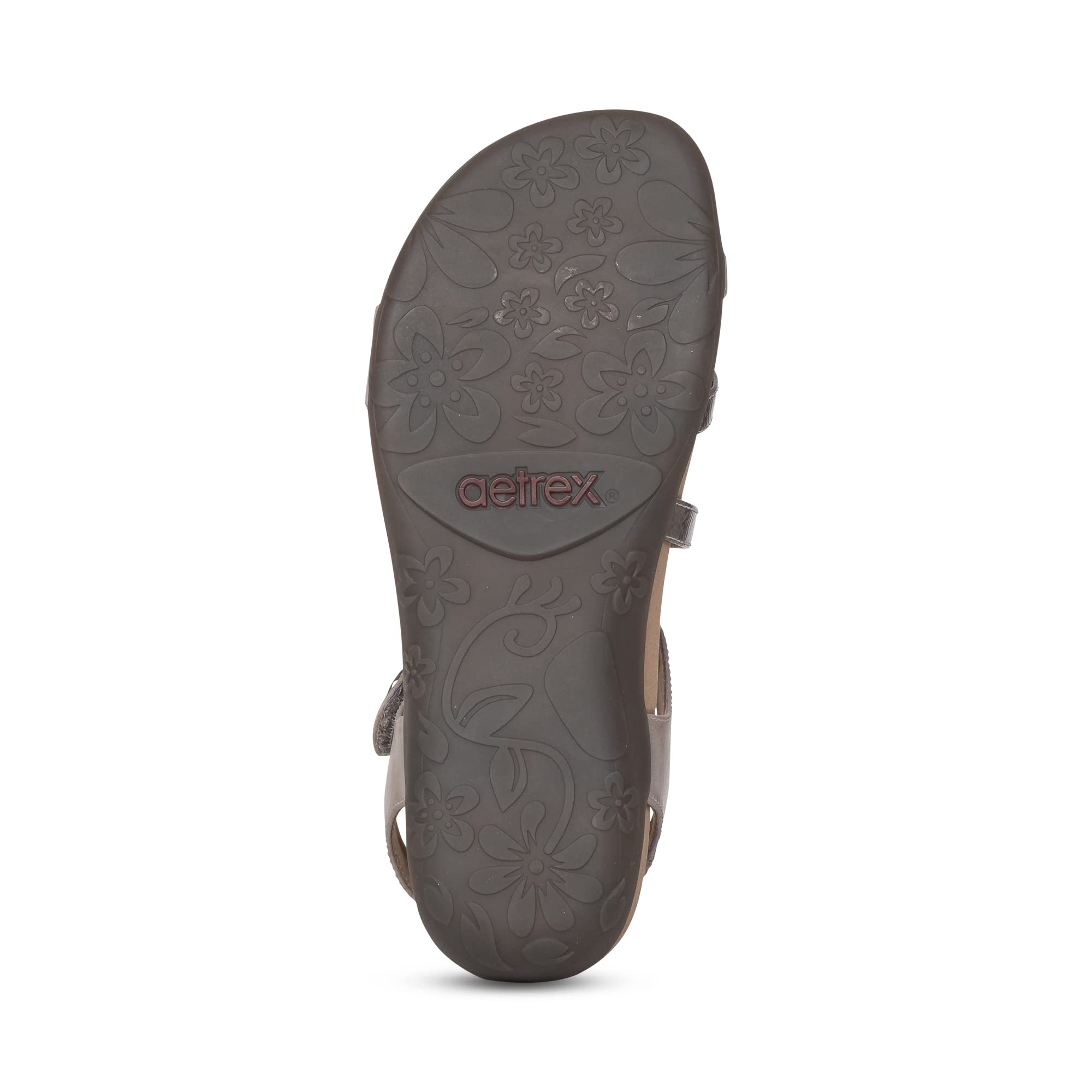 Aetrex Women's Jess Orthopedic Adjustable Quarter Strap Sandals - Comfort Memory Foam Flat Sandals with Arch Support for Plantar Fasciitis & Heel Pain Relief - Perfect for Walking, Travel & Everyday Wear