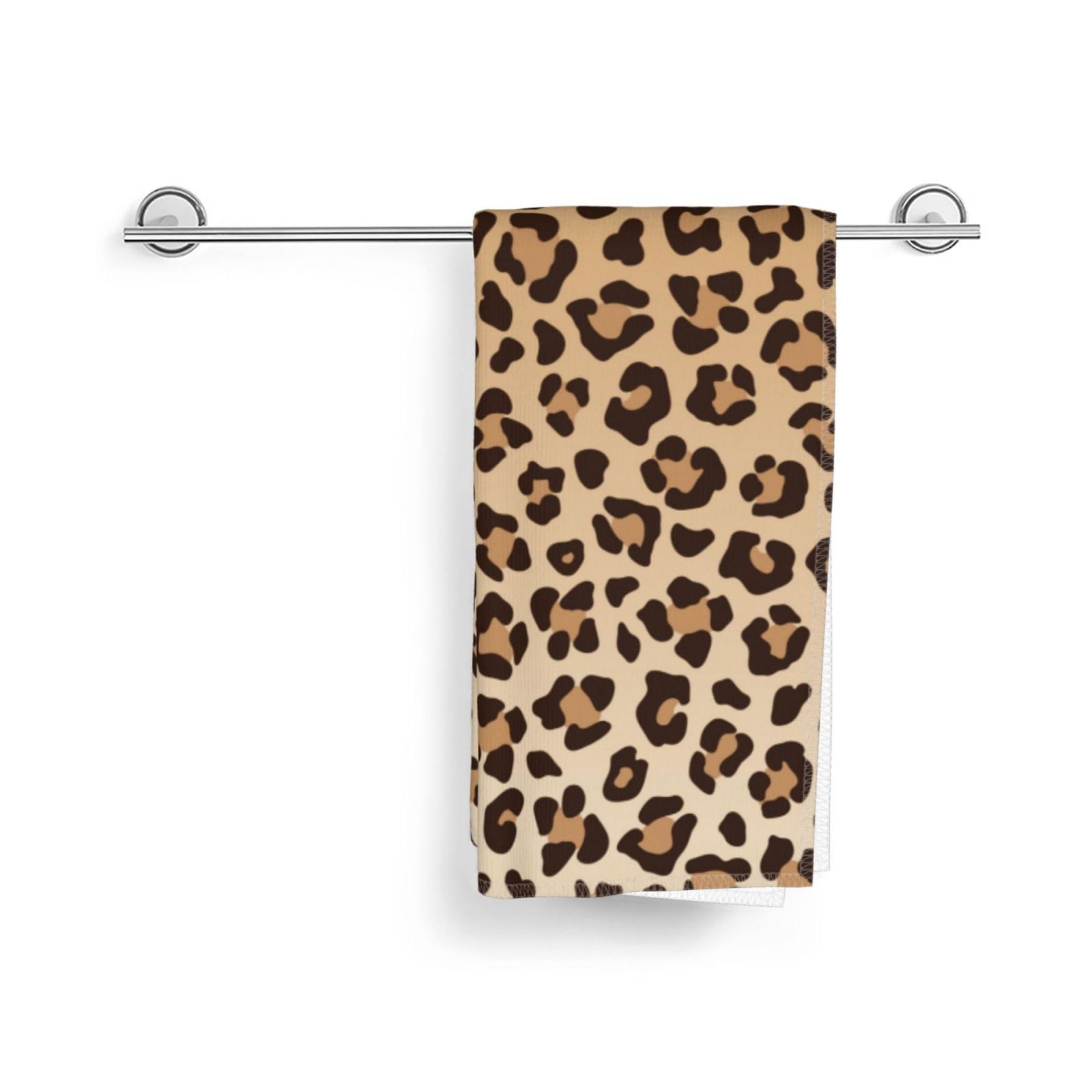 Perinsto Leopard Print Hand Towel - Soft Absorbent Animal Skin Design Decorative Fingertip Towels for Bathroom, Kitchen, Gym & Spa - 27.5