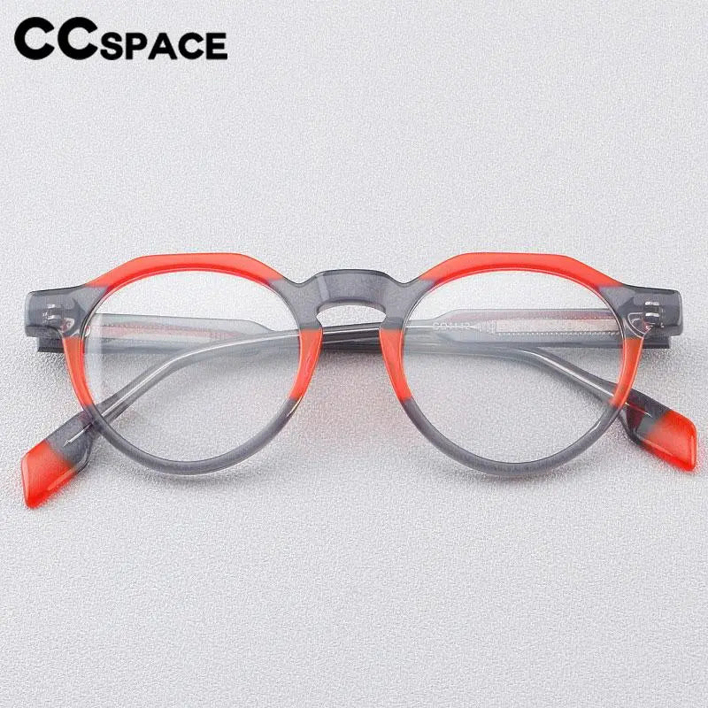 CCspace Women's Full Rim Flat Top Round Acetate Eyeglasses 56910 - Stylish Retro Frames for Reading, Work & Everyday Fashion