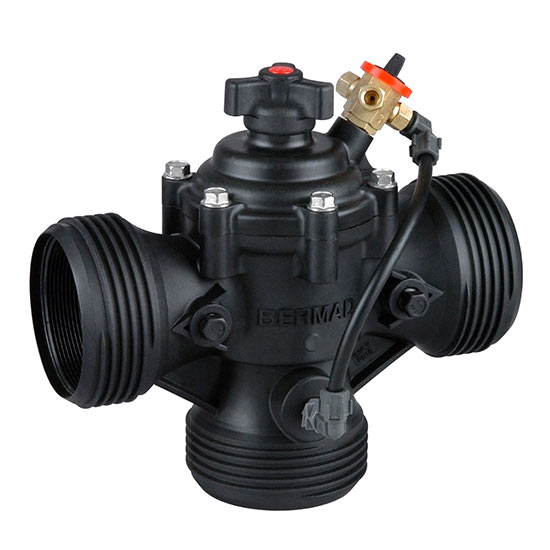 Bermad IR 120 54 3W X Plastic Hydraulic Pressure Reducing Valve - Normally Closed with Hydraulic Relay for Water Supply & Irrigation Systems