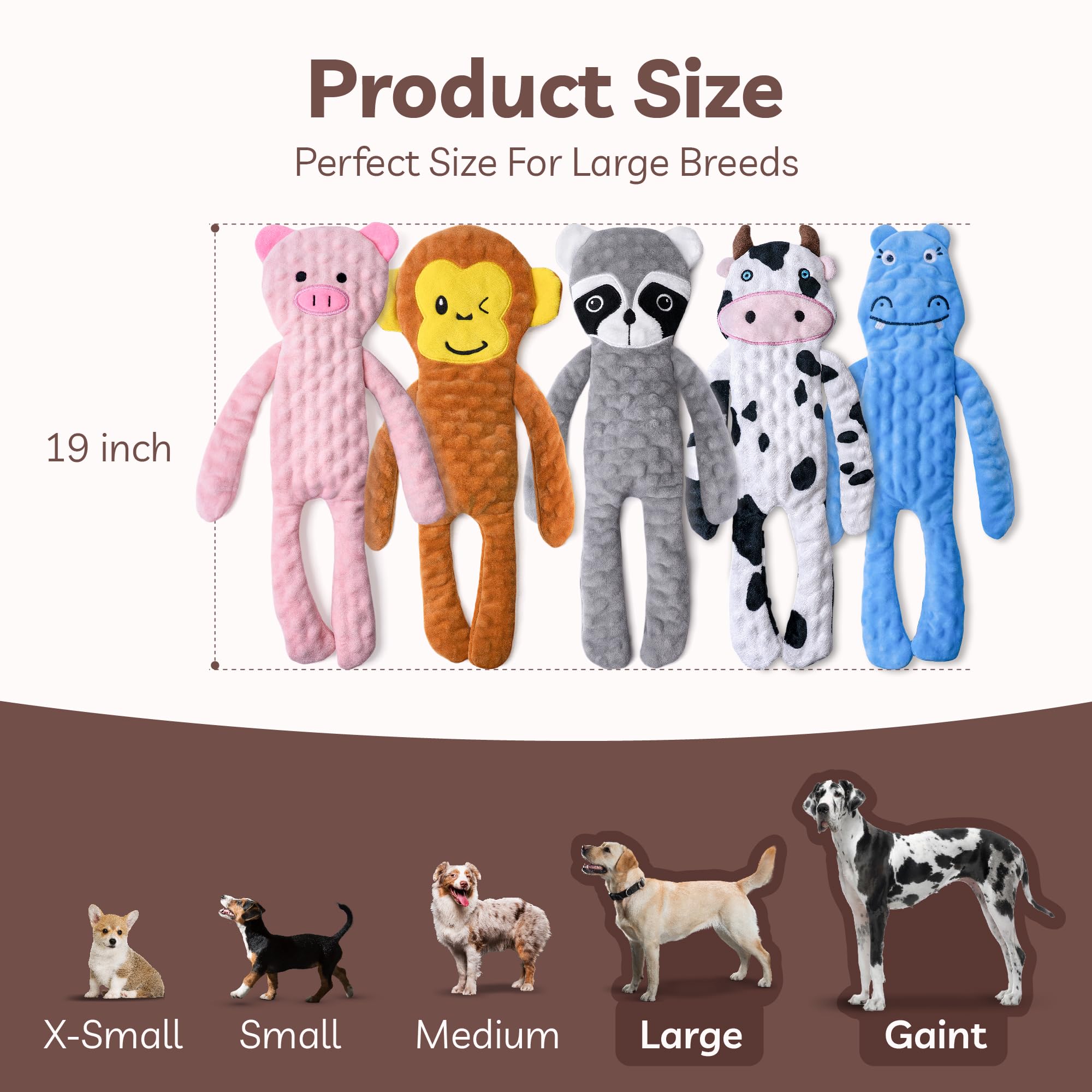 SHARLOVY 5-Pack Large Squeaky Dog Toys with Crinkle Paper - Durable Puppy Chew Toys for Aggressive Chewers, Interactive Play & Training - Perfect for Small, Medium & Large Dogs Indoor & Outdoor Use