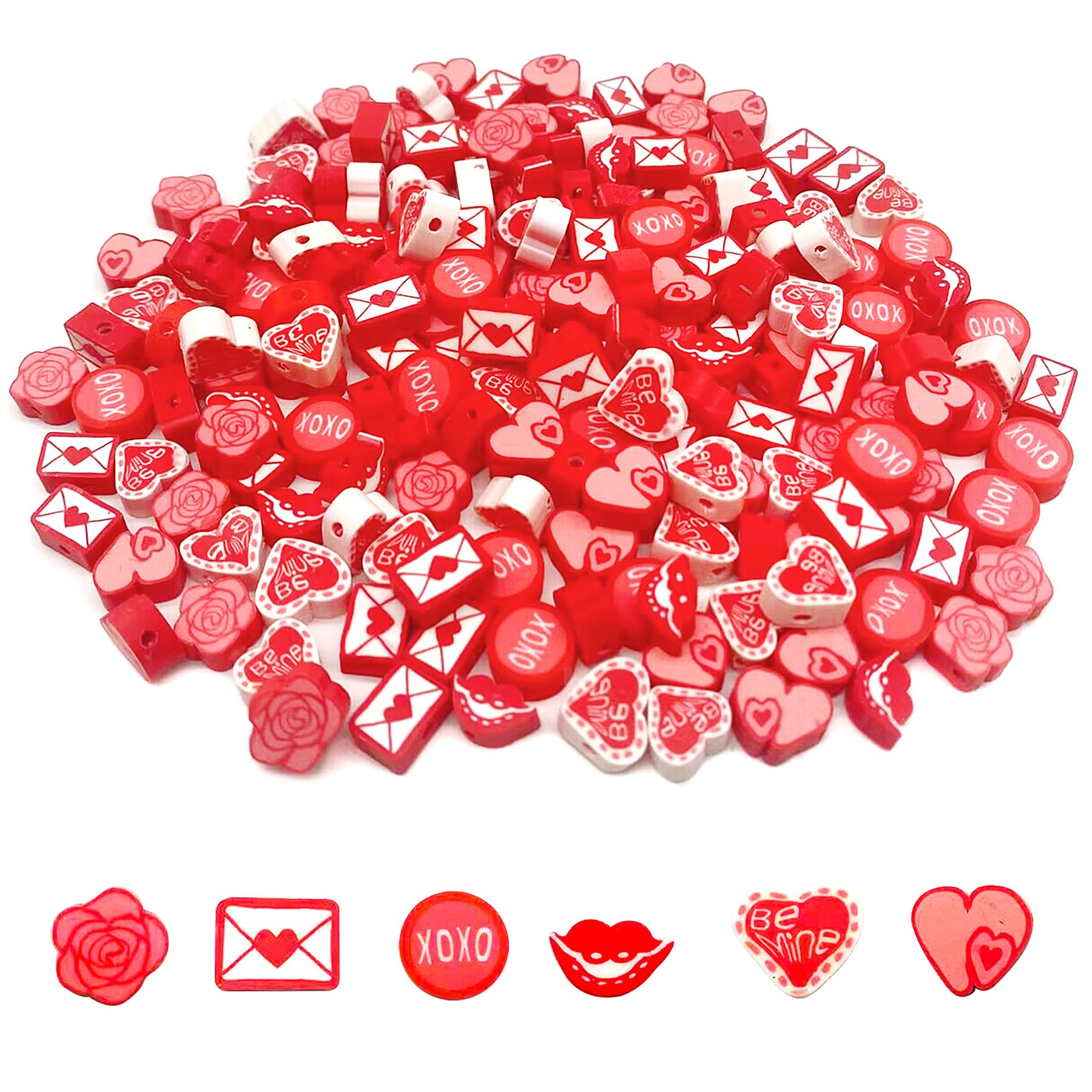 100 Pcs Valentine's Day Polymer Clay Beads - Mixed Heishi Spacer Beads for DIY Jewelry Making - Perfect for Bracelets, Earrings & Necklaces - Great for Valentine's Gifts, Party Favors & Craft Projects