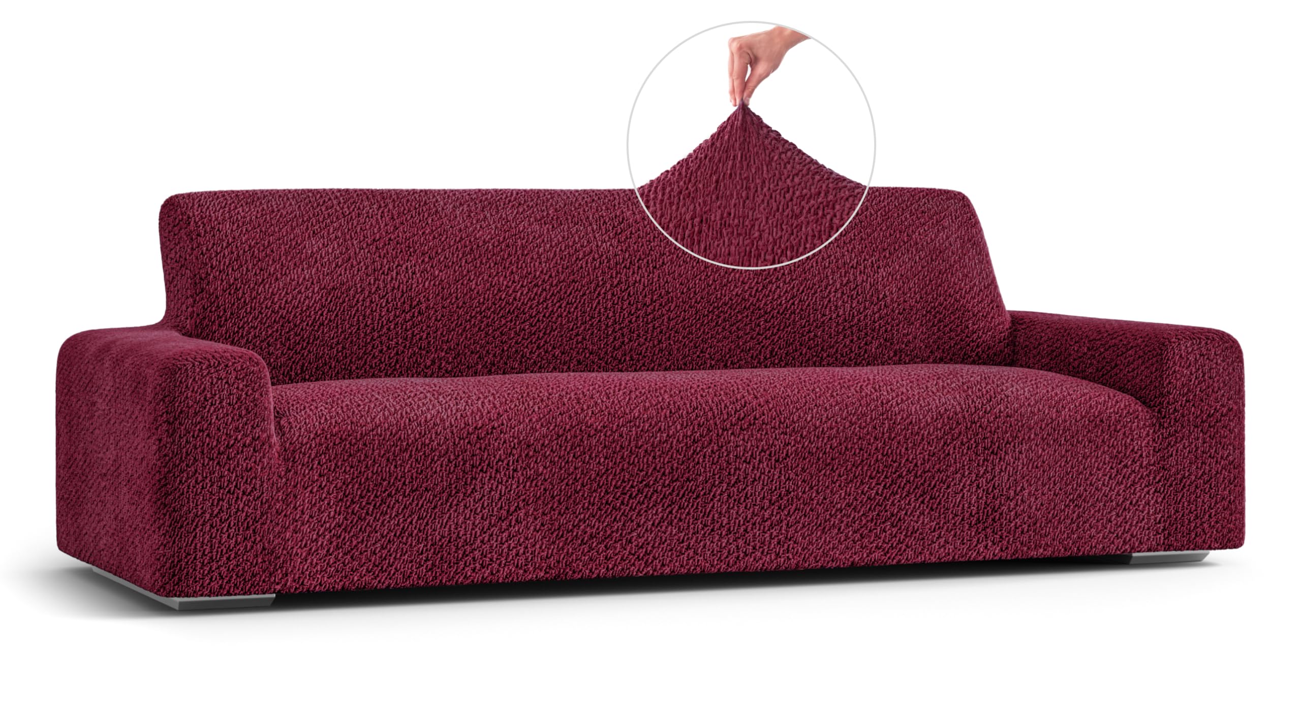 PAULATO BY GA.I.CO. Stretch Sofa Slipcover - Velvet Couch Cover Protector - Soft Polyester Fabric Washable 1-Piece Form Fit - Burgundy - Pet-Friendly Furniture Protector for Living Room, Bedroom & Home Decor