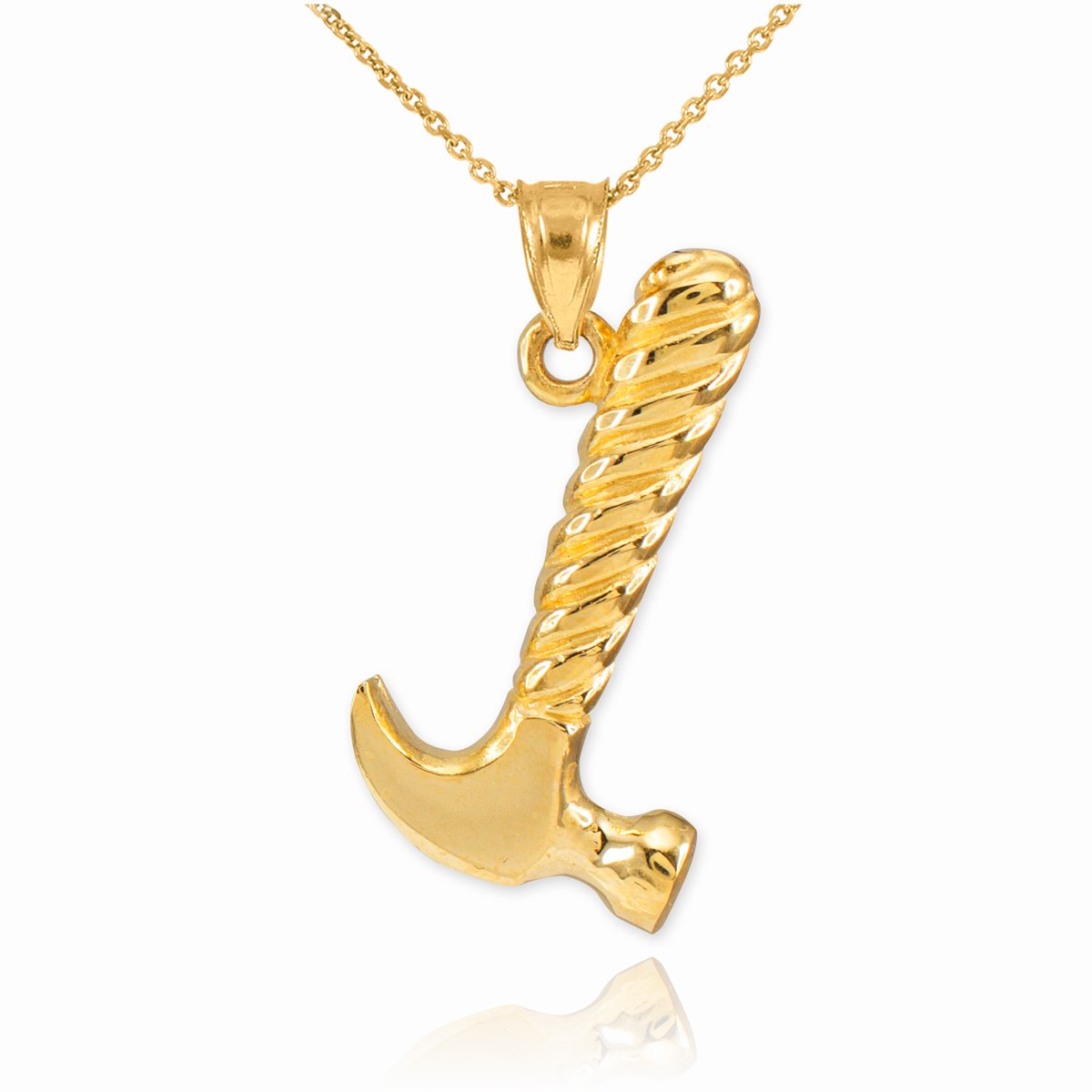 10k Yellow Gold Hammer Pendant Necklace for Women - Elegant Minimalist Jewelry Gift for Birthday, Anniversary & Everyday Wear