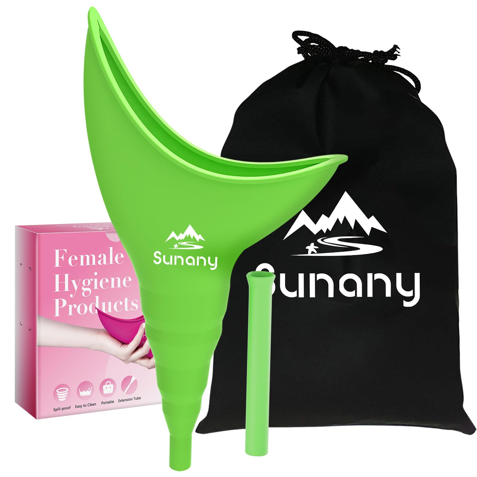 **Sunany Female Urinal with Silicone Funnel - Portable Standing Pee Device for Women, Reusable Outdoor Urinal - Perfect for Camping, Hiking, Travel & Road Trips**