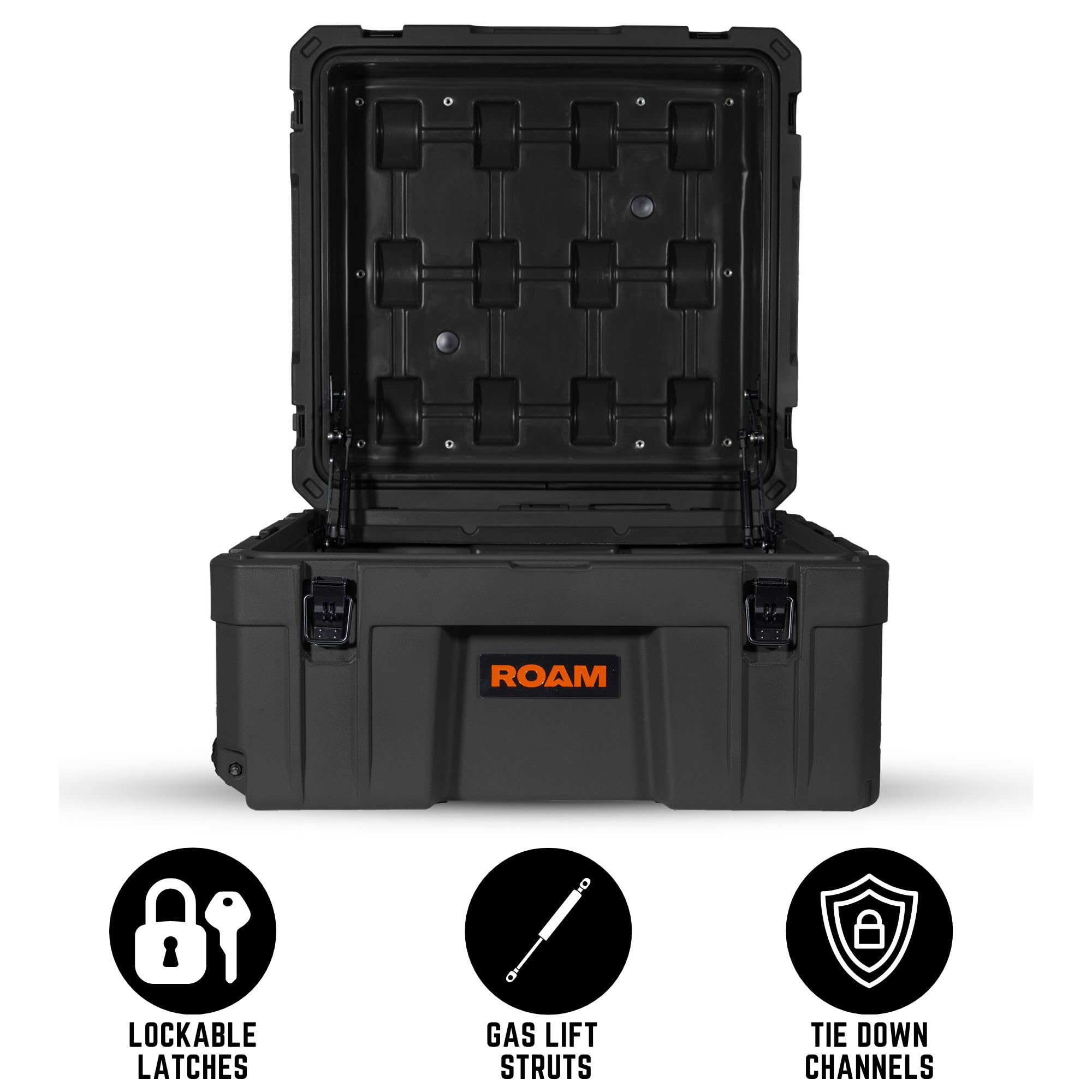 Roam Rolling Rugged Case - 132L Lockable LLDPE Shell Storage Box for Truck Bed, Rooftop Cargo & Camping Gear | Waterproof Overlanding Organizer for Outdoor Adventures, Road Trips & Off-Road Travel (Black)