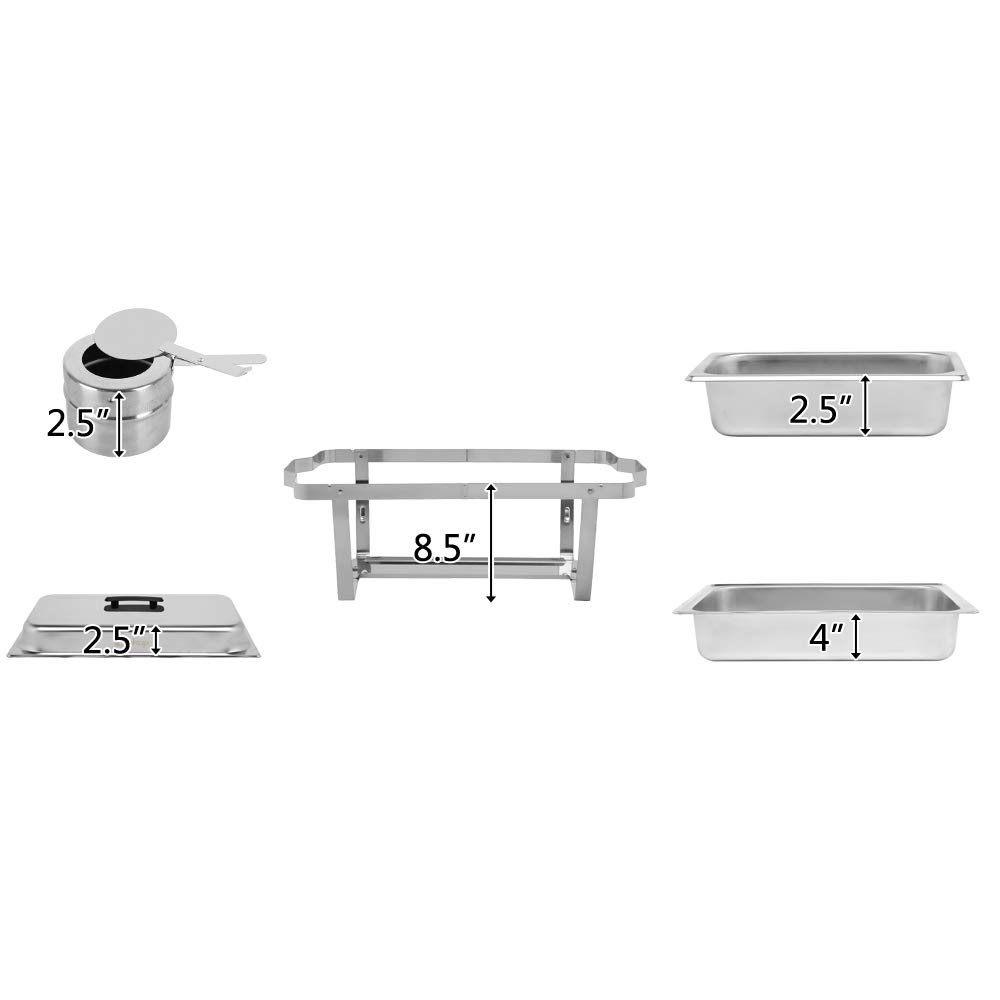 8 Quart Stainless Steel Chafing Dish with 3 Food Pans - 9L Rectangular Buffet Warmer for Catering, Restaurants & Parties - Foldable Frame for Easy Storage - Perfect for Buffets, Weddings & Events