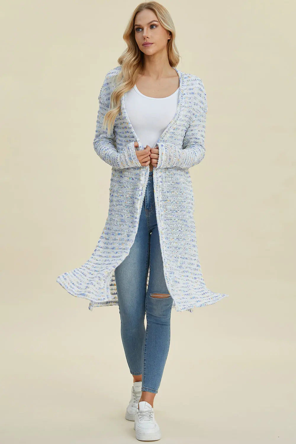 Double Take Full Size Open Front Longline Cardigan for Women | Soft & Cozy Knit Sweater | Perfect for Layering, Office Wear & Casual Outfits