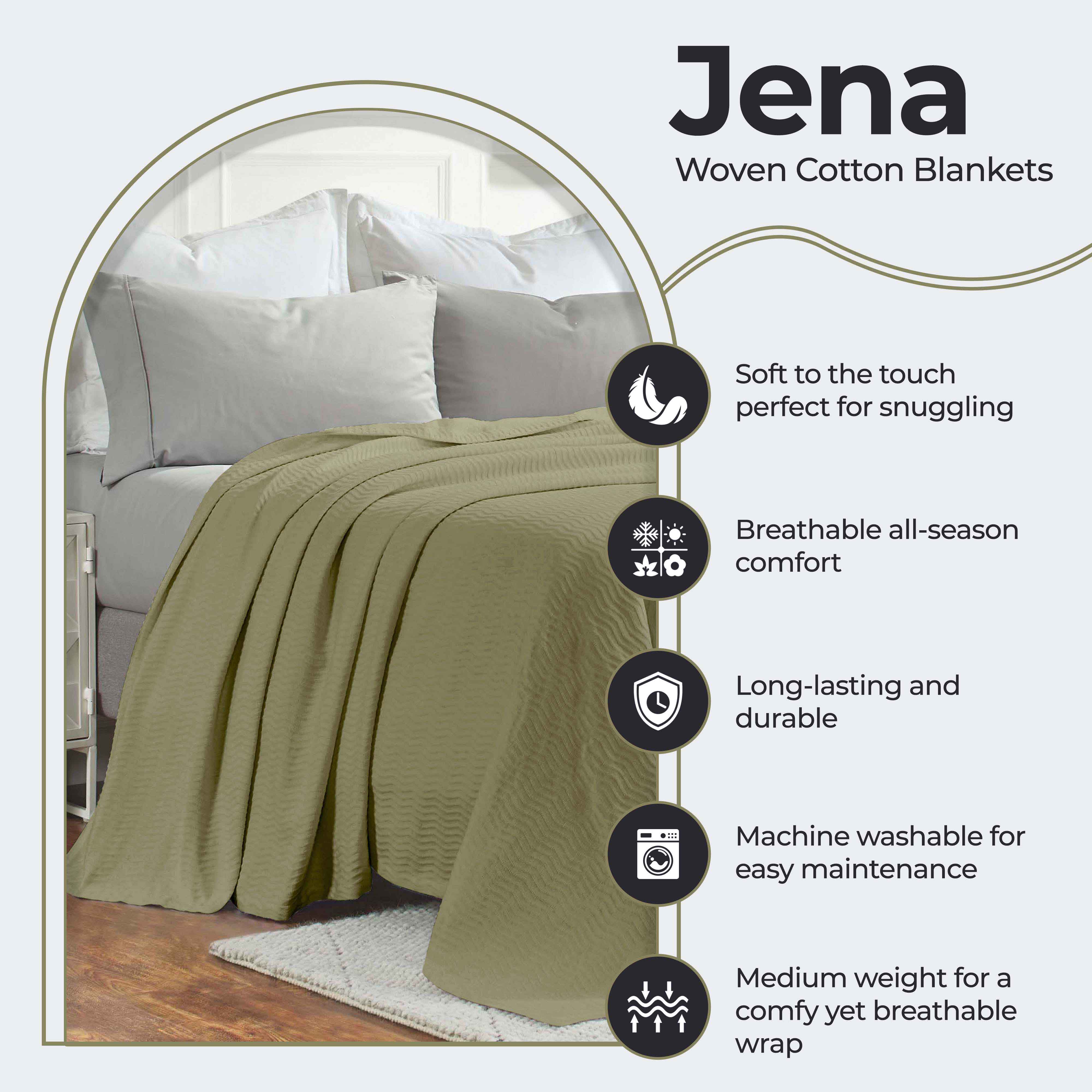 Jena Cotton Textured Chevron Lightweight Woven Blanket - Soft & Breathable Throw for Sofa, Bed & Outdoor Use - Cozy Home Decor & Picnic Essential