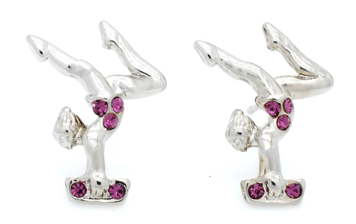 Violet Victoria & Fan Star Gymnast Earrings - Elegant Gymnastics Jewelry for Women - Perfect for Beam Competitions, Gymnast Gifts, and Dance Performances