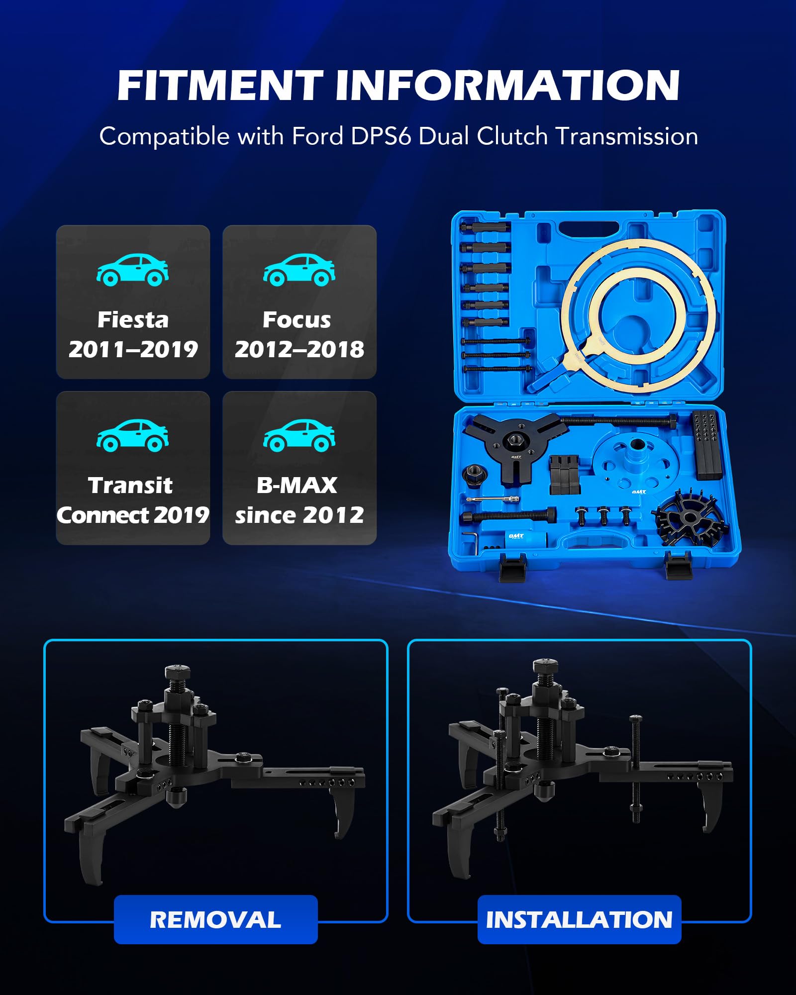 Orion Motor Tech 30pc Heavy Duty Dual Clutch Transmission Remover & Installer Tool Kit - Compatible with Ford DPS6 DCT - All-in-One Clutch Alignment & Reinstall Reset Tool Set for Professional Mechanics & DIY Auto Repair