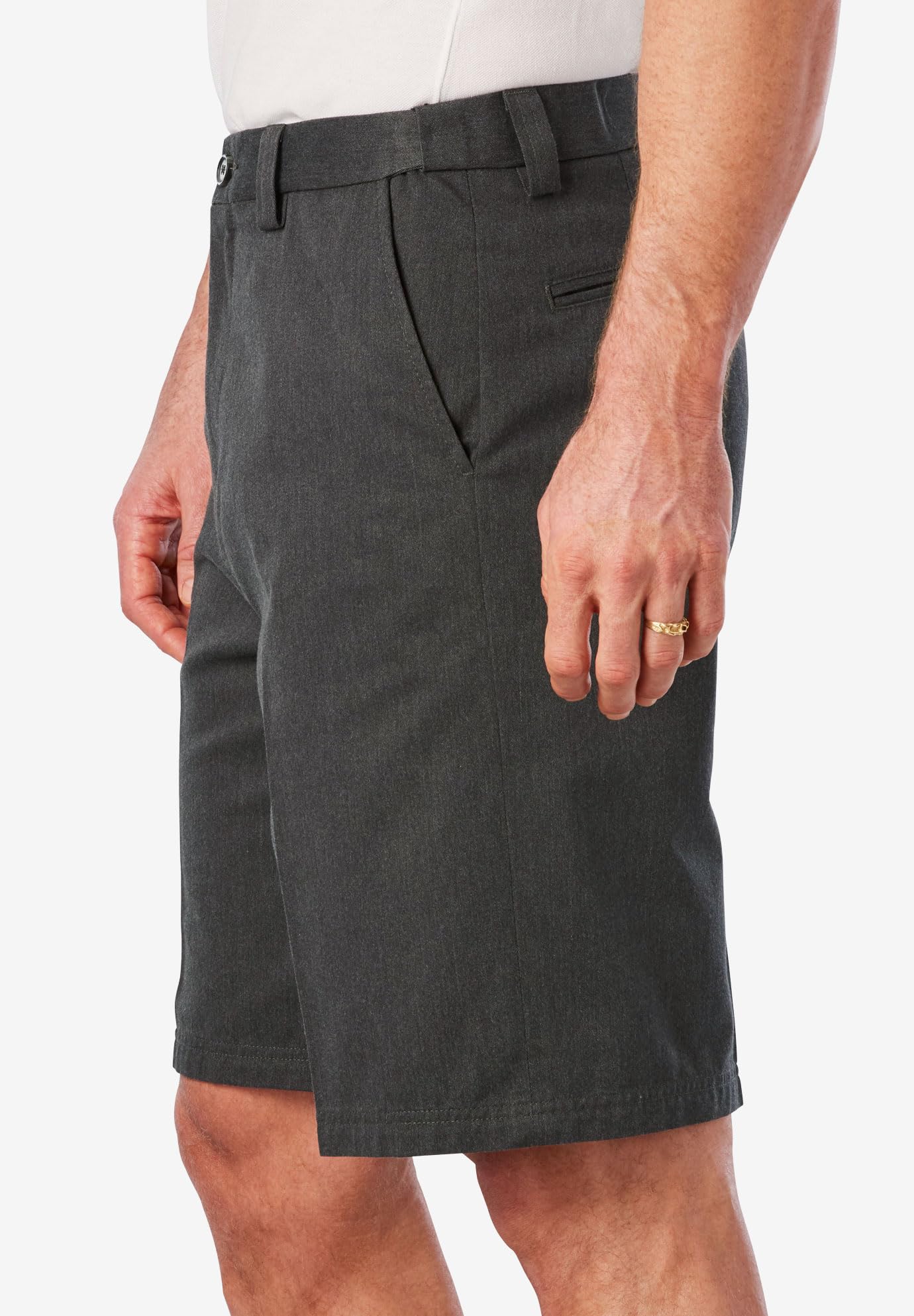 KingSize Men's Big & Tall Wrinkle-Free Expandable Waist Plain Front Shorts - Comfortable Stretch Casual Shorts for Summer, Travel & Outdoor Activities