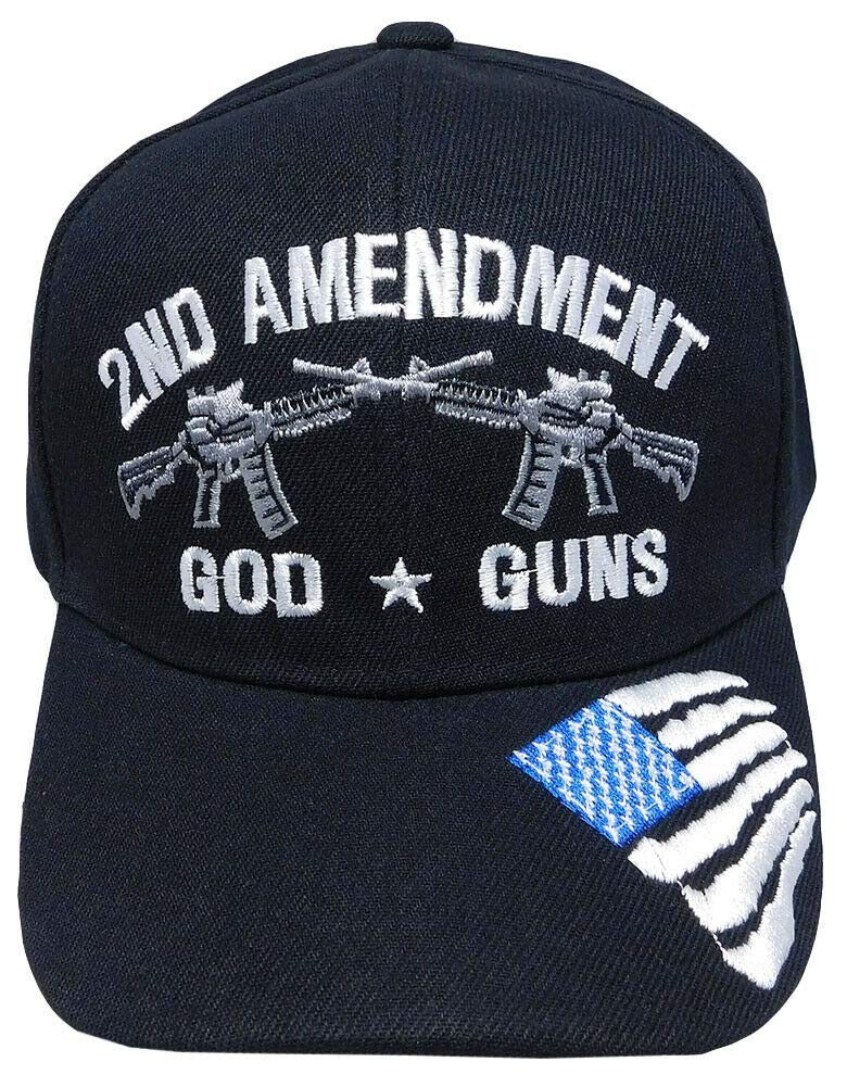 2nd Amendment God Guns USA Patriotic Machine Guns Black NRA Cap Hat - American Flag Baseball Hat for Shooting Range, Hunting & Outdoor Activities