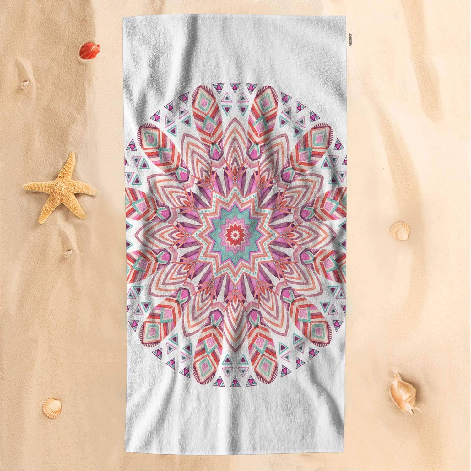 Bohemian Mandala Feather Bath Towel - Soft Microfiber 32x64 Inch Green - Face, Hand & Beach Towel for Women - Perfect for Spa, Yoga, Pool & Bathroom Decor
