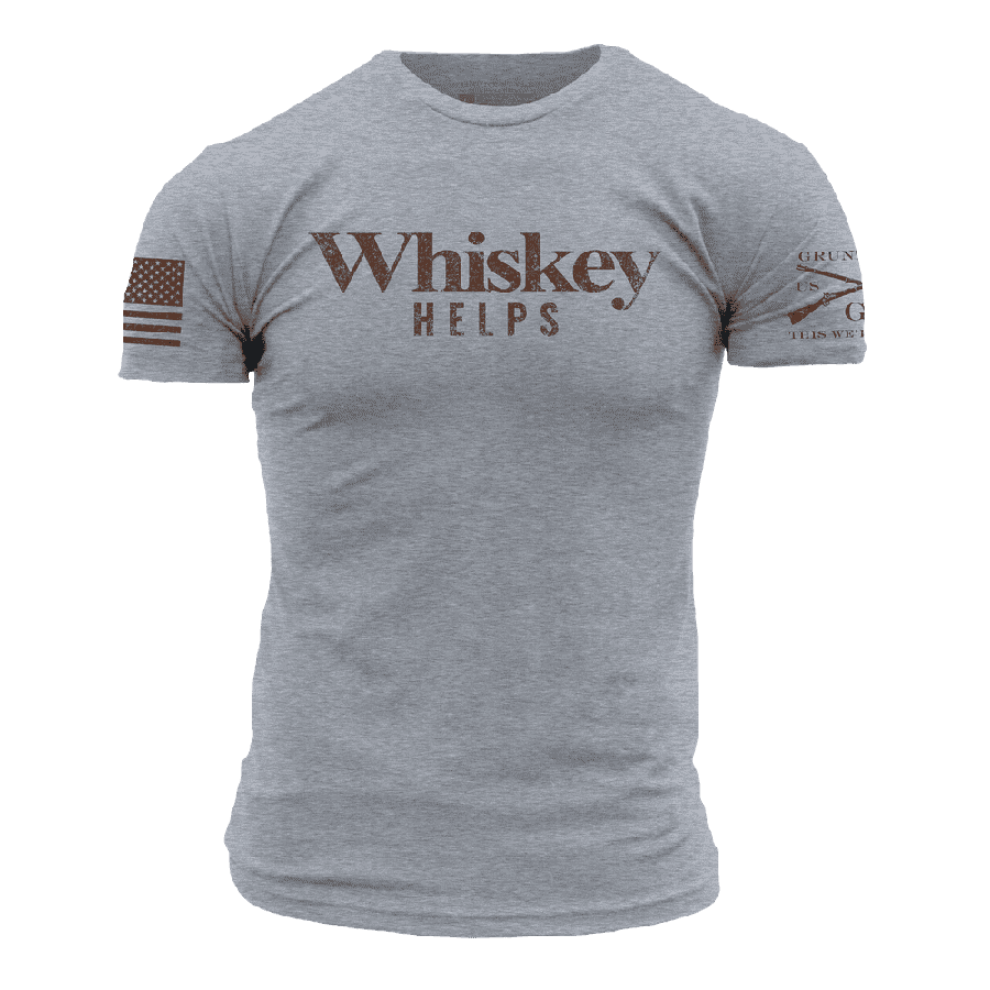 Whiskey Helps? Funny Whiskey Lover T-Shirt for Men & Women - Dark Heather Gray - Perfect for Parties, Bars, and Casual Wear