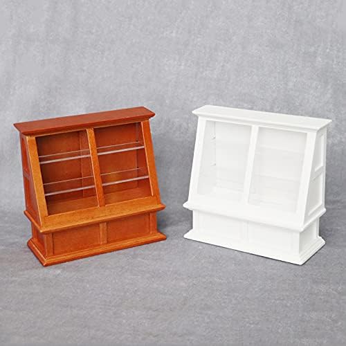 Miniature Dollhouse Cabinet - Handcrafted Brown Bakery Display Shelf for Cake Store, Grocery & Kitchen Decor | Perfect for Dollhouse Scenes, DIY Miniature Projects & Home Decoration