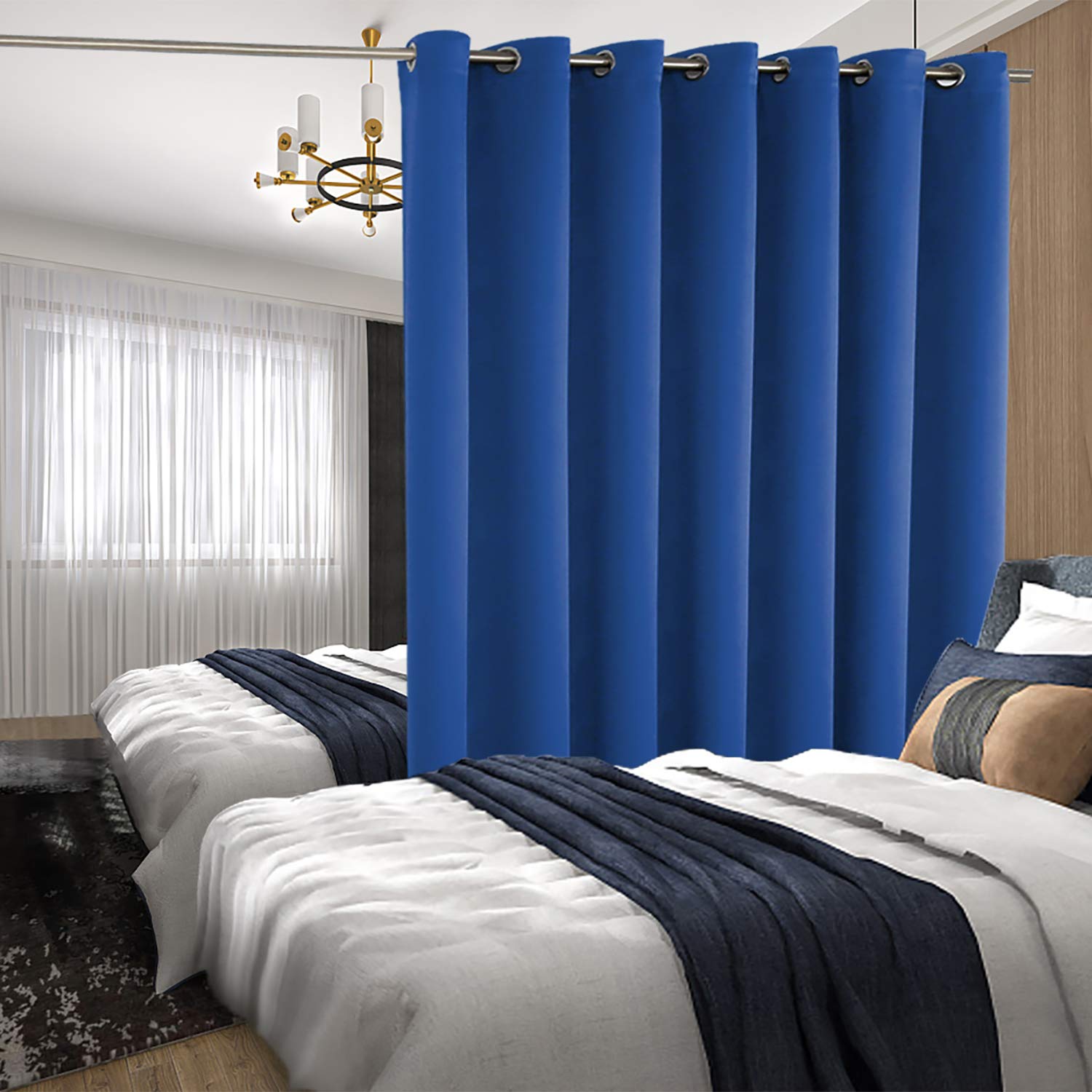 BGment Blackout Curtains for Sliding Glass Doors - 120 Inch Extra Long Room Darkening Curtains for Living Room, Bedroom & Office - Thermal Insulated Window Drapes for Privacy & Light Blocking - Royal Blue (1 Panel, 100