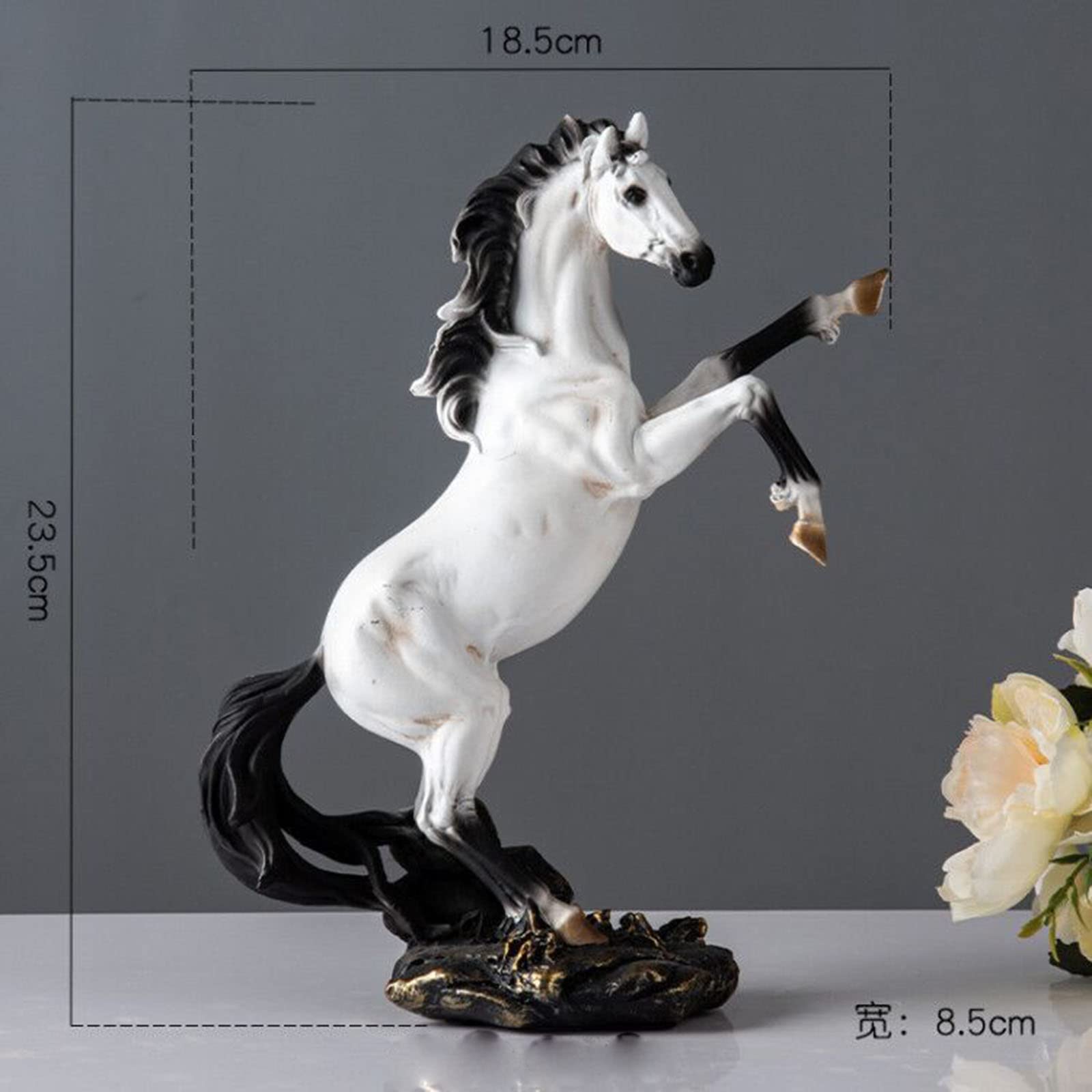 Elegant White Horse Resin Statue - Modern Home & Office Decor Sculpture for Living Room, Bookshelf, and Studio Display