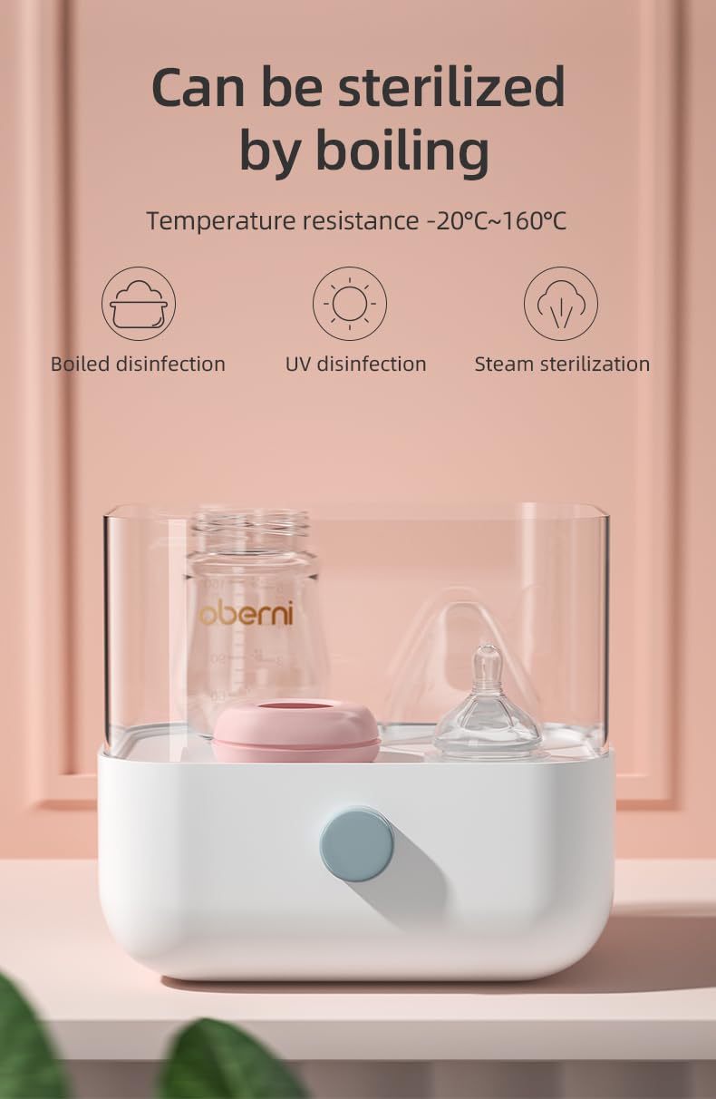 Oberni Glass Baby Bottles for Newborns 0-3 Months - 120ml/4oz Anti-Colic Infant Bottle with Natural Response Slow Flow Nipple (Pink, 1 Pack) - Perfect for Breastfeeding Transition & Gentle Feeding at Home or On-the-Go