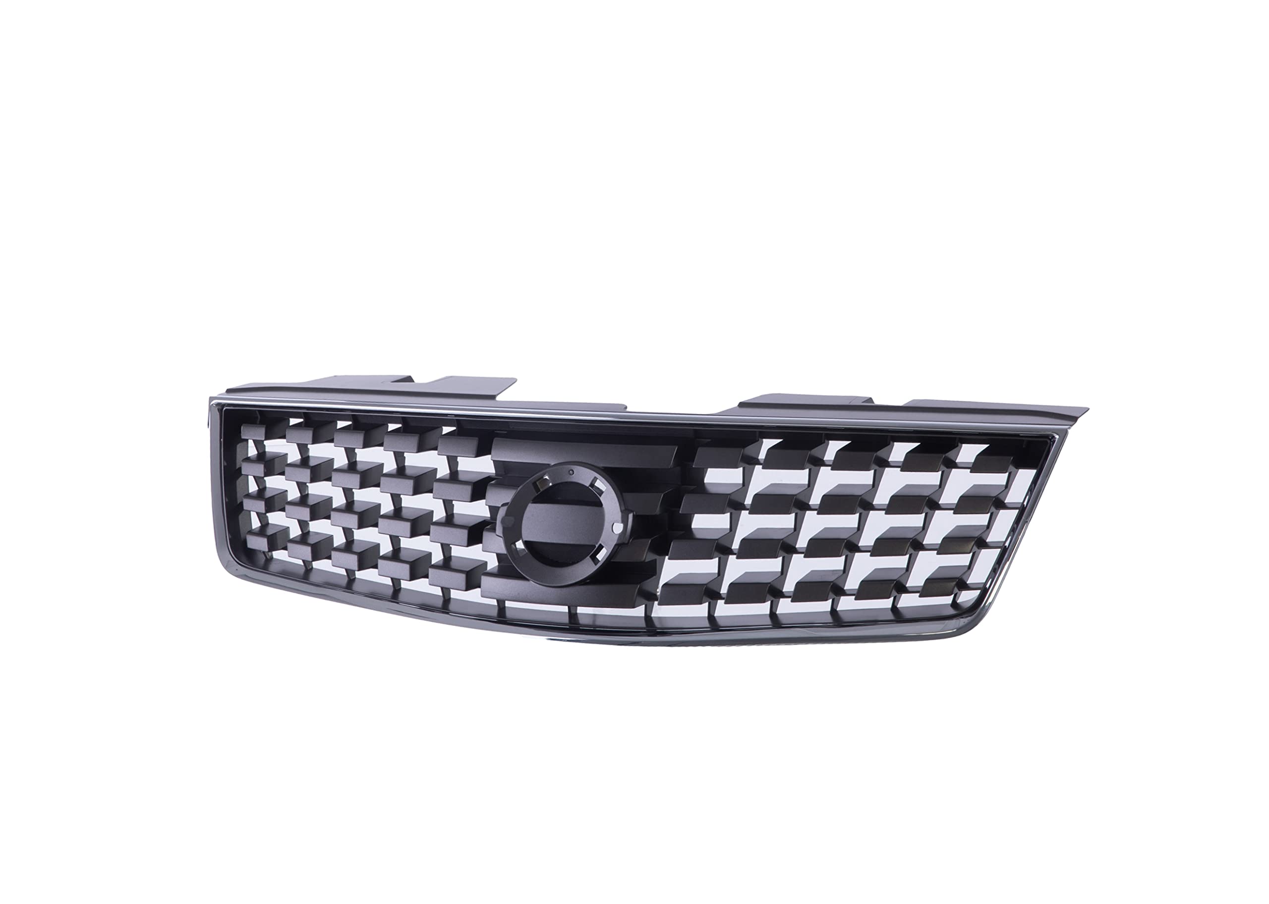 Chrome & Dark Gray Front Grill Grille for 2007-2008 Nissan Sentra Base S SL - Direct Fit Replacement Upper Grille | Car Accessories for Sedan Customization & Auto Body Repair