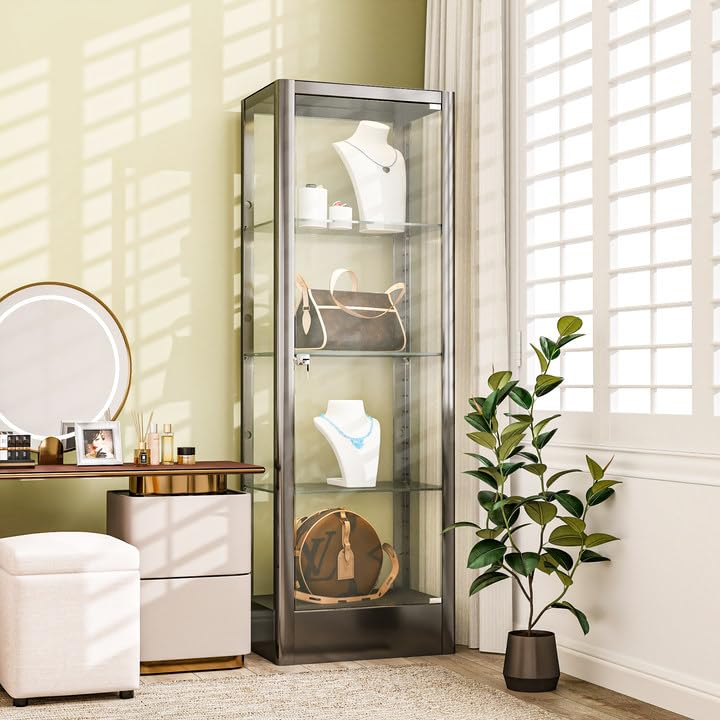 4-Tier Glass Display Cabinet with Lock - 19.7