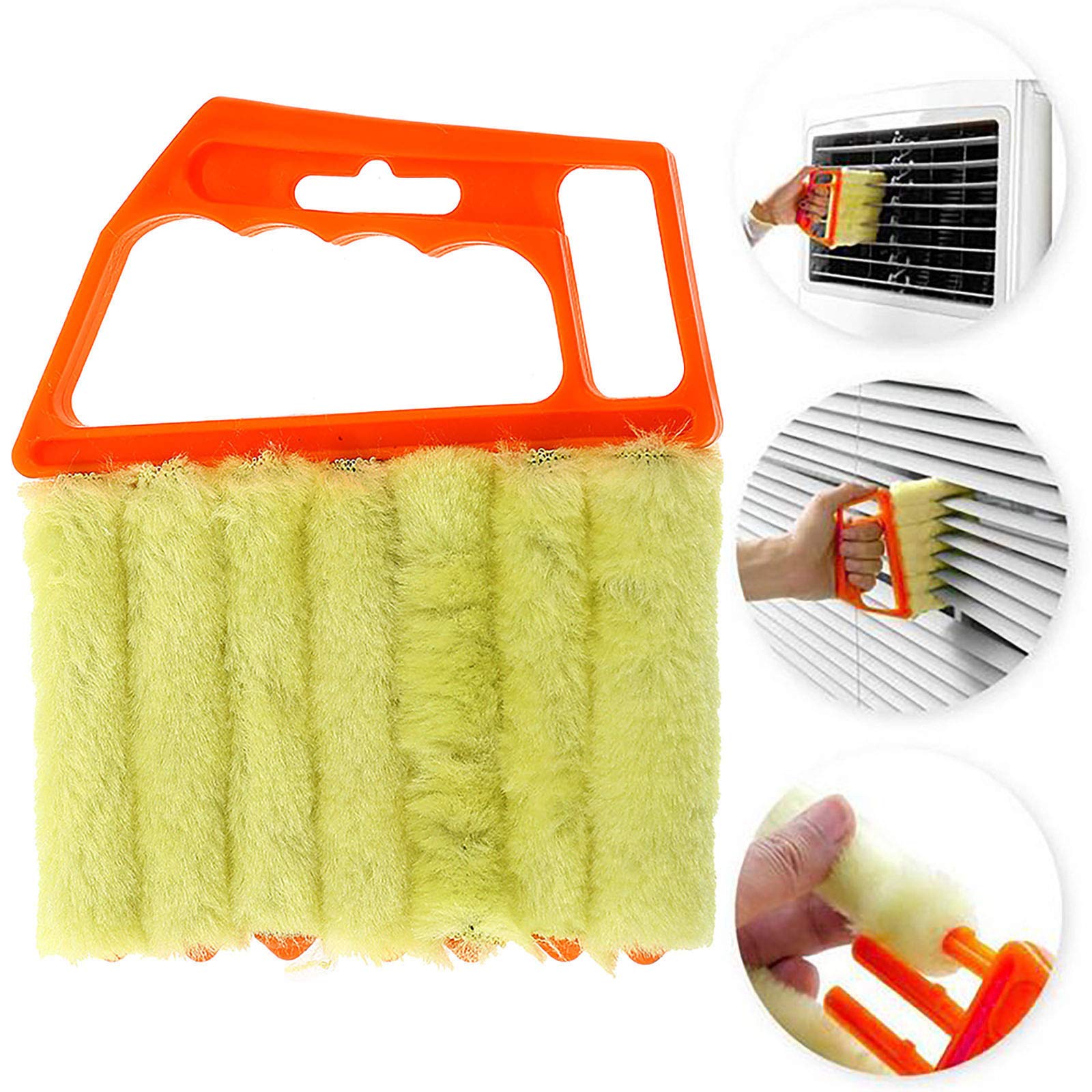 7 Teeth Shutter Cleaner Brush - Mini Handheld Cleaning Brush for Awnings, Siding, AC, Car & Fan - Durable Household Cleaning Tool (Orange) - Perfect for Window Blinds, Outdoor Furniture & HVAC Maintenance