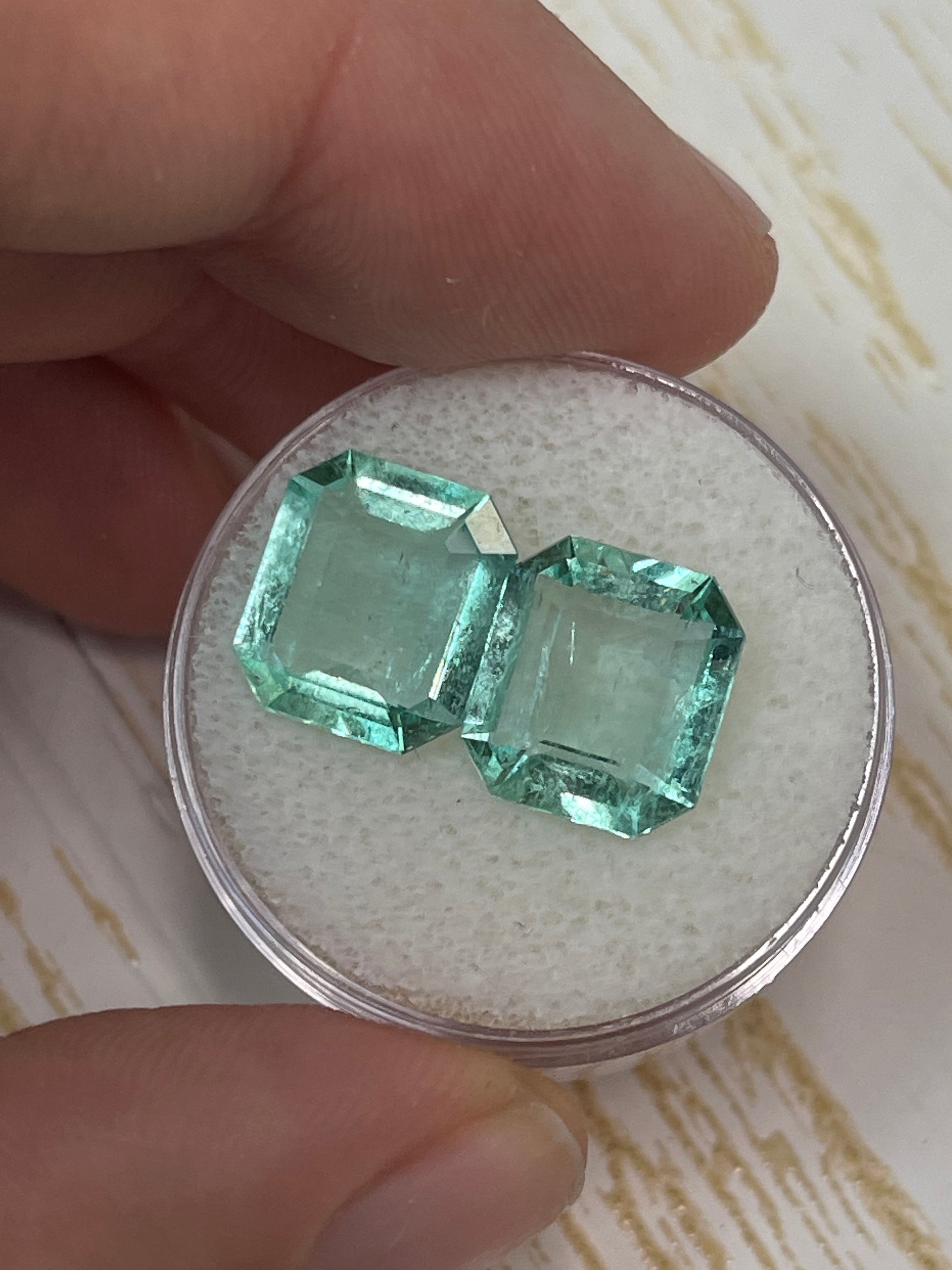7.06tcw 11x9.5mm Matching Loose Colombian Emeralds - Premium Spready Cut Gemstones for Jewelry Making, Engagement Rings & Luxury Gifts