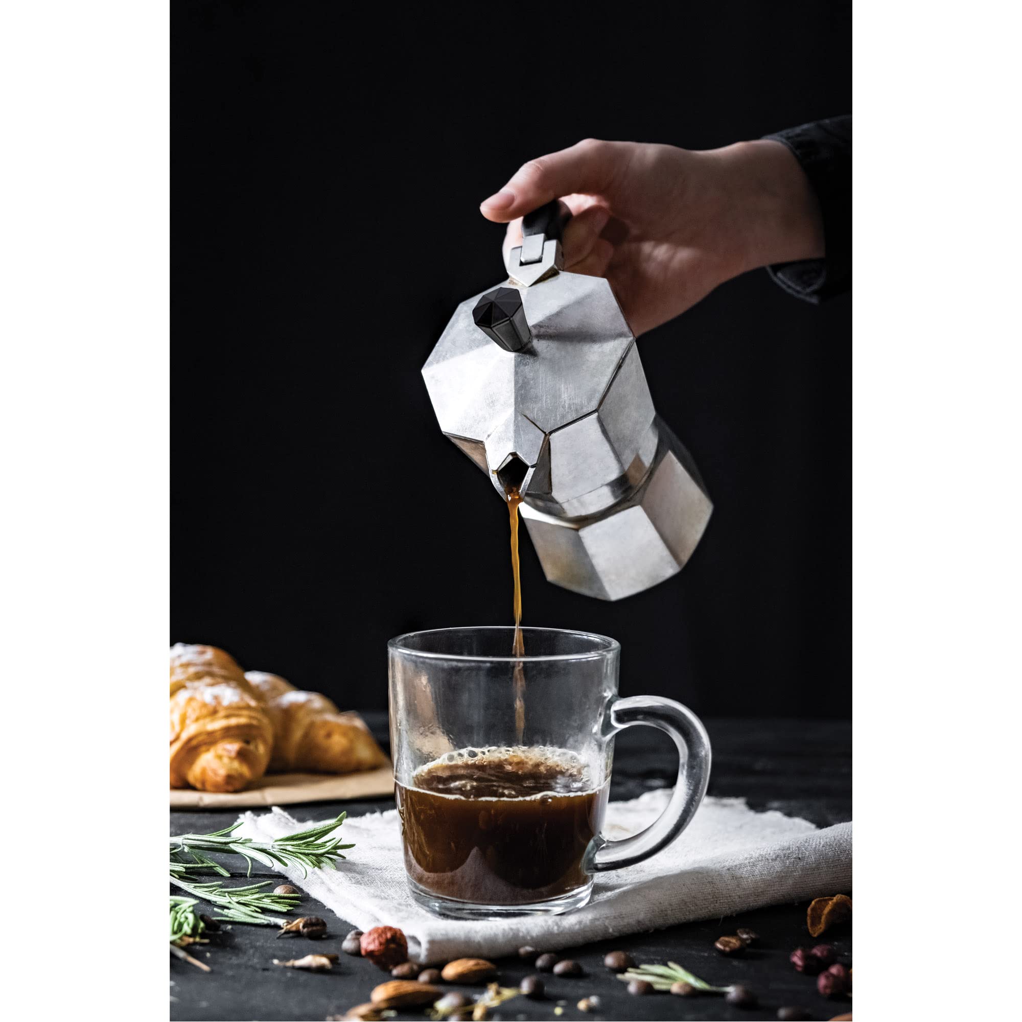 Fino Stovetop Espresso Coffee Maker - 9 Cup Italian Moka Pot for Strong Coffee, Perfect for Home, Office & Camping Use