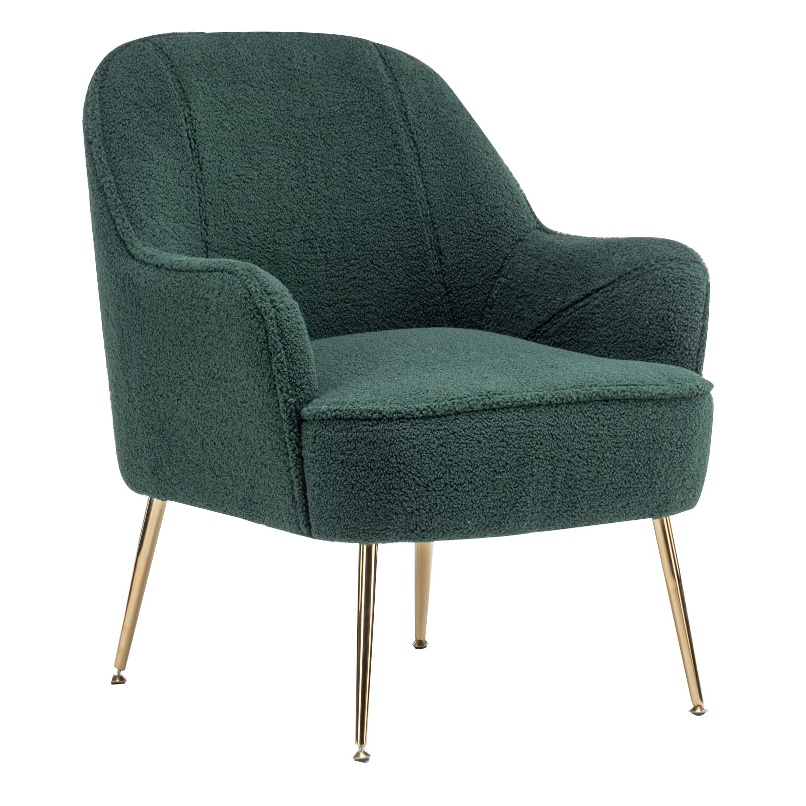 Luxury Faux Fur Accent Chair with Gold Metal Legs - Modern Upholstered Armchair for Living Room, Bedroom & Office - Soft Teddy Fabric & Thick Padding - Perfect as Guest Chair, Vanity Chair or Club Chair - Cozy Seating for Relaxation, Reading & Entertaining