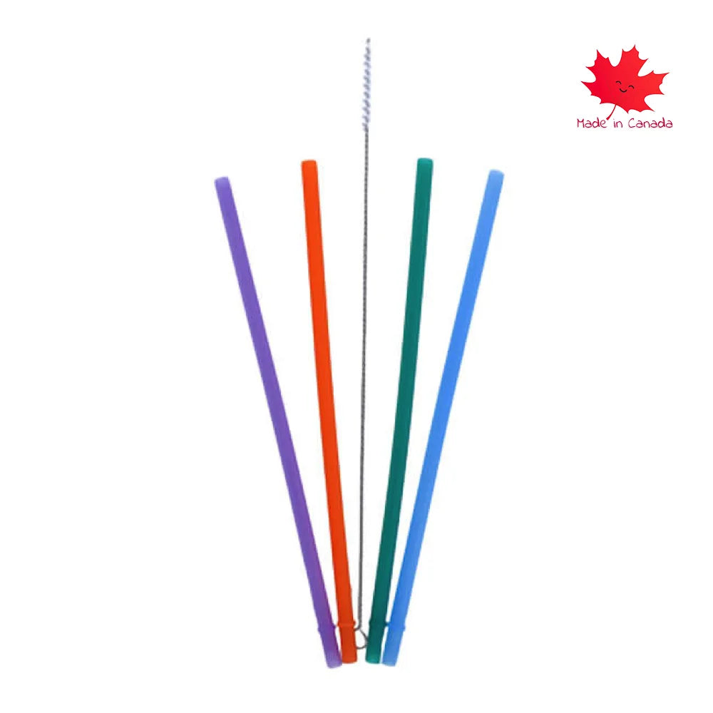 Colibri Reusable Silicone Straws - 4 Pack with Cleaning Brush | Eco-Friendly, BPA-Free Drinking Straws for Smoothies, Cocktails, and Iced Coffee at Home or Travel